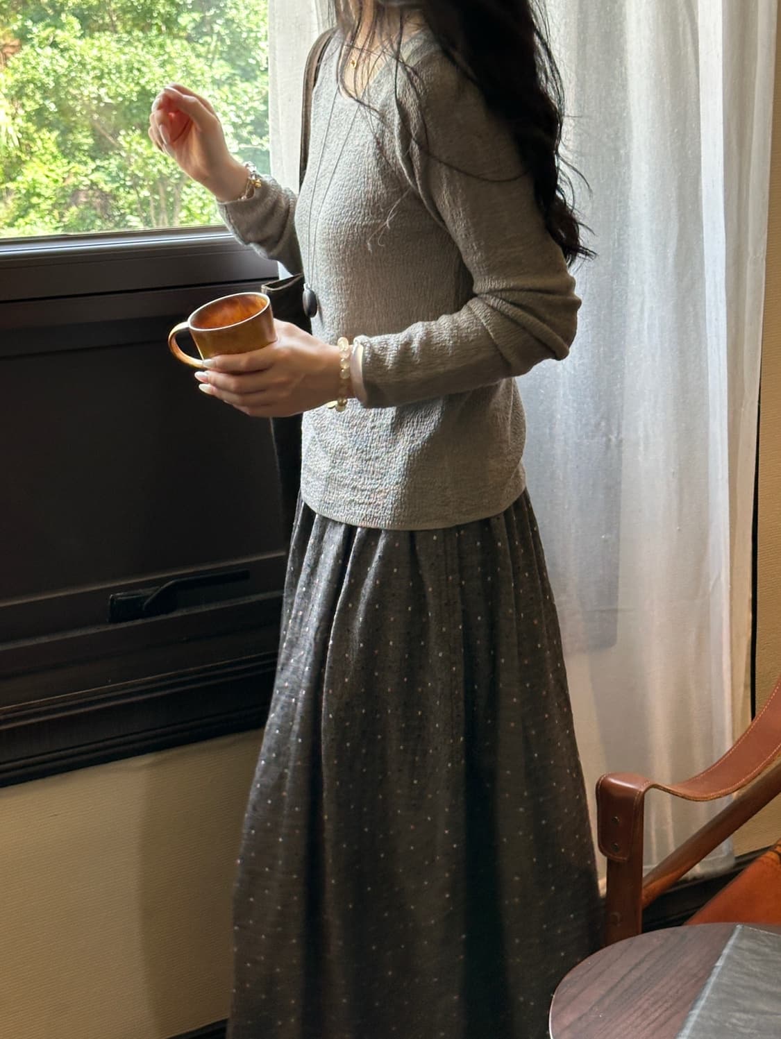 폭발 가을 켜기 새로운 한 부서 비싼 고급 일본식 출퇴근 다용도 슈퍼 판매하기 좋은 도트 무늬 반신 스커트 상세 이미지 5
