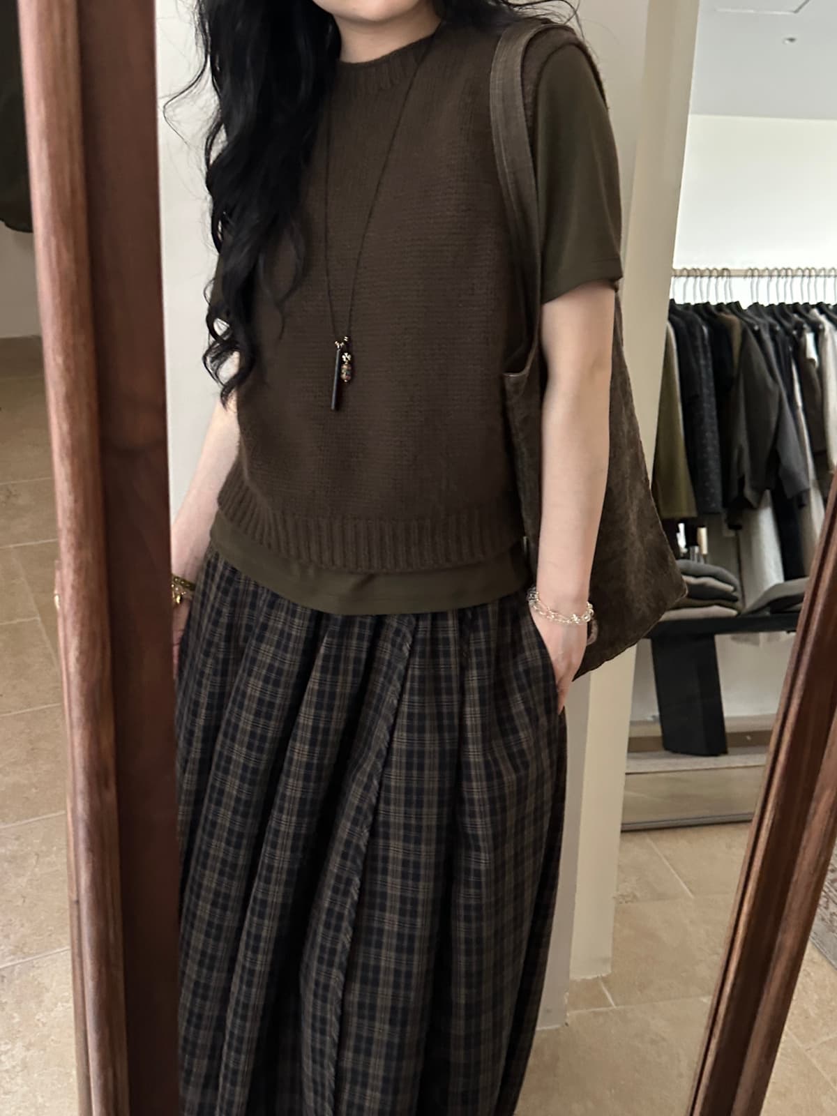 대 폭발 레트로 체크무늬 꽃밭 슈퍼 판매하기 좋은 ~ 중 일본식 레트로 체크무늬 한 마디 중간 길이 반신 스커트 상세 이미지 10