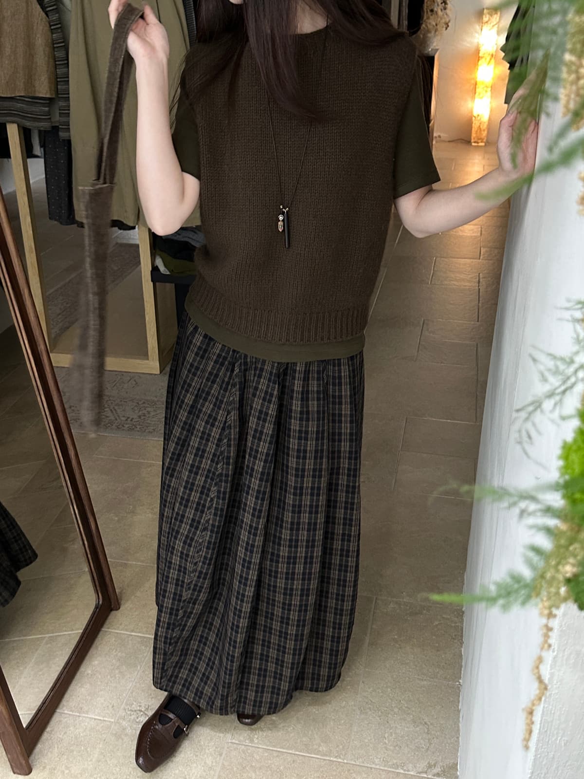 대 폭발 레트로 체크무늬 꽃밭 슈퍼 판매하기 좋은 ~ 중 일본식 레트로 체크무늬 한 마디 중간 길이 반신 스커트 상세 이미지 14