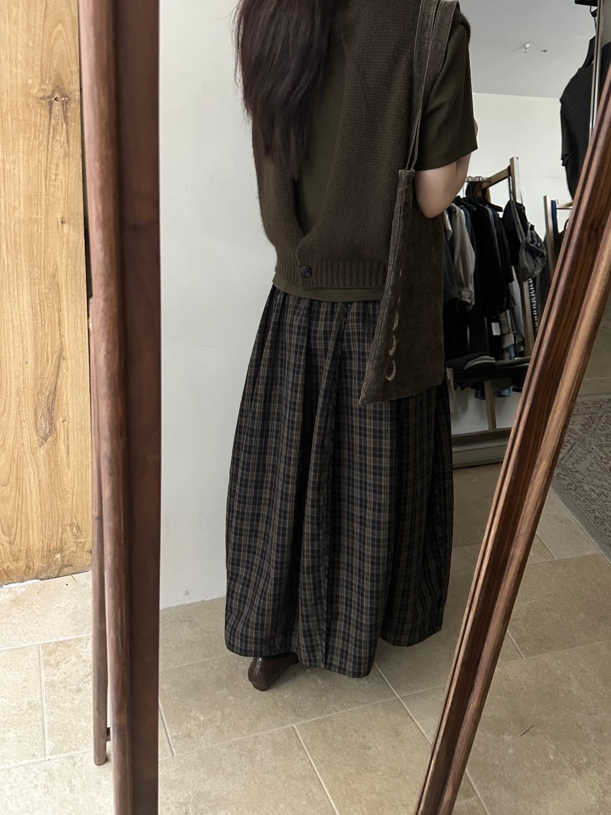 대 폭발 레트로 체크무늬 꽃밭 슈퍼 판매하기 좋은 ~ 중 일본식 레트로 체크무늬 한 마디 중간 길이 반신 스커트 상세 이미지 16