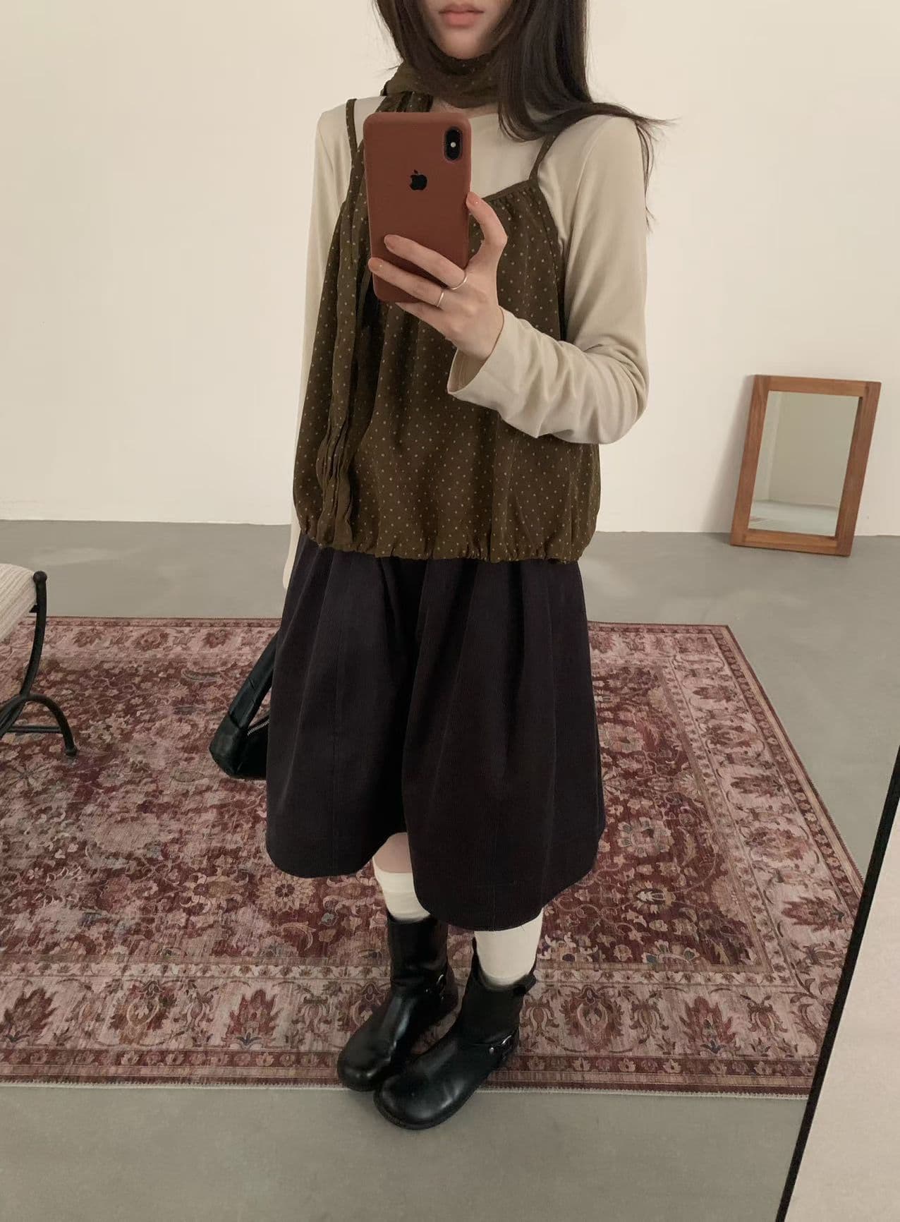 실사 26 가을 켜기 새로운 분위기 한 부서 레트로 코듀로이 아름다움 라드. A라인 스커트 반신 스커트 상세 이미지 14