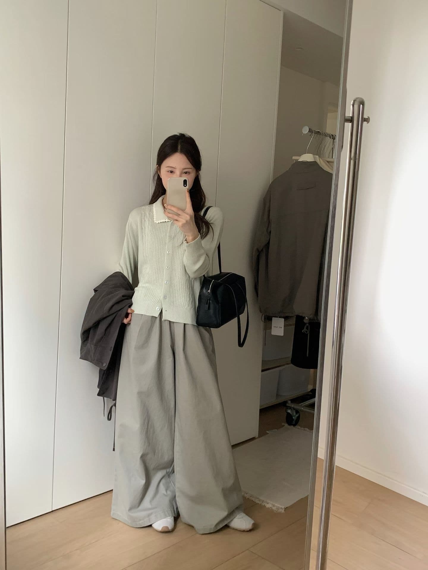 실사 26 가을 켜기 새로운 한 부서 패션 미니멀리즘 단색 허리밴드 루즈핏 다용도 캐주얼 바지 상세 이미지 16