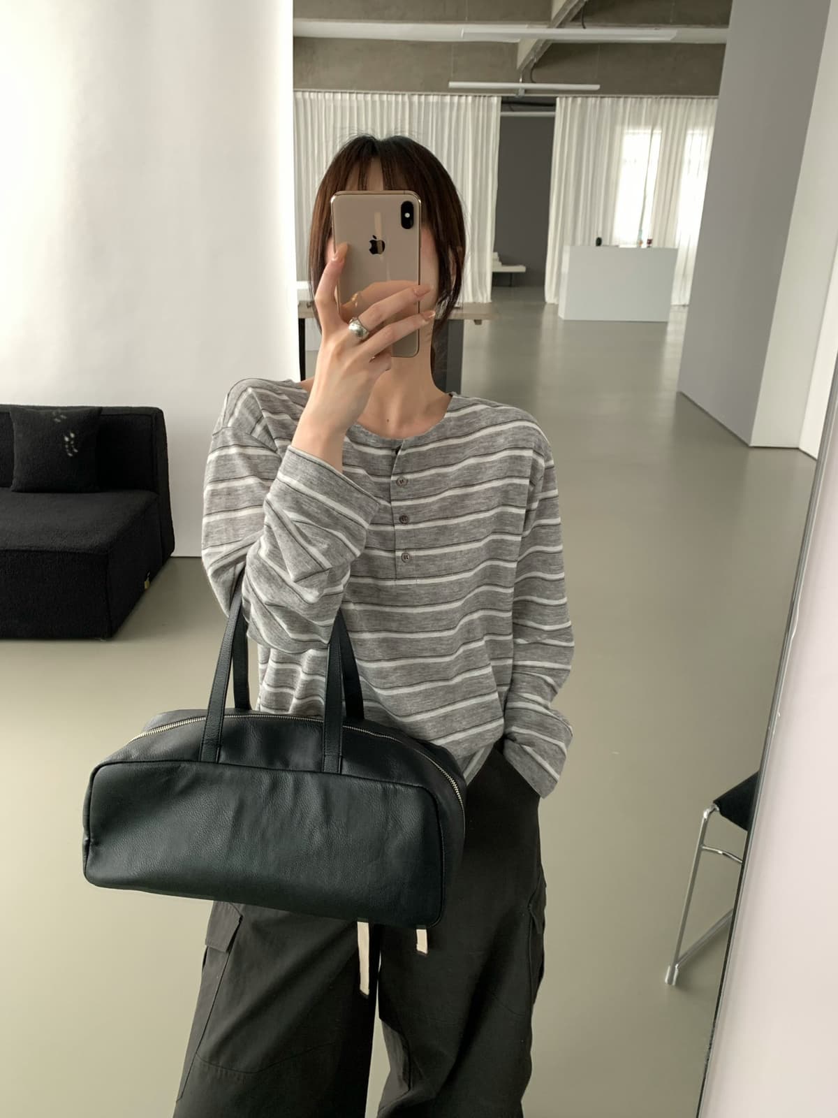 가을 켜기 새로운 한 부서 스트라이프 다용도 출퇴근 긴팔 티셔츠 상세 이미지 7