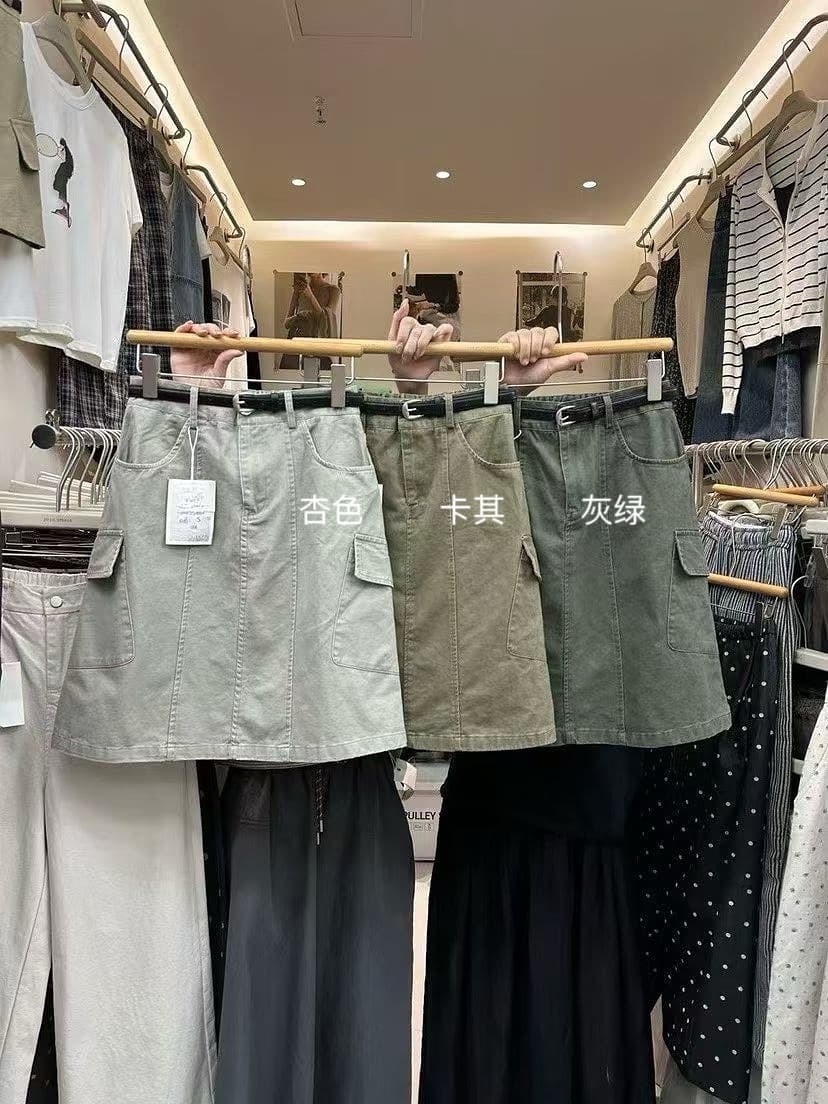 실사 가을 켜기 새로운 아메리칸 워크웨어 바람 주머니 반신 스커트 벨트 포함 없음 안전 바지 상세 이미지 2