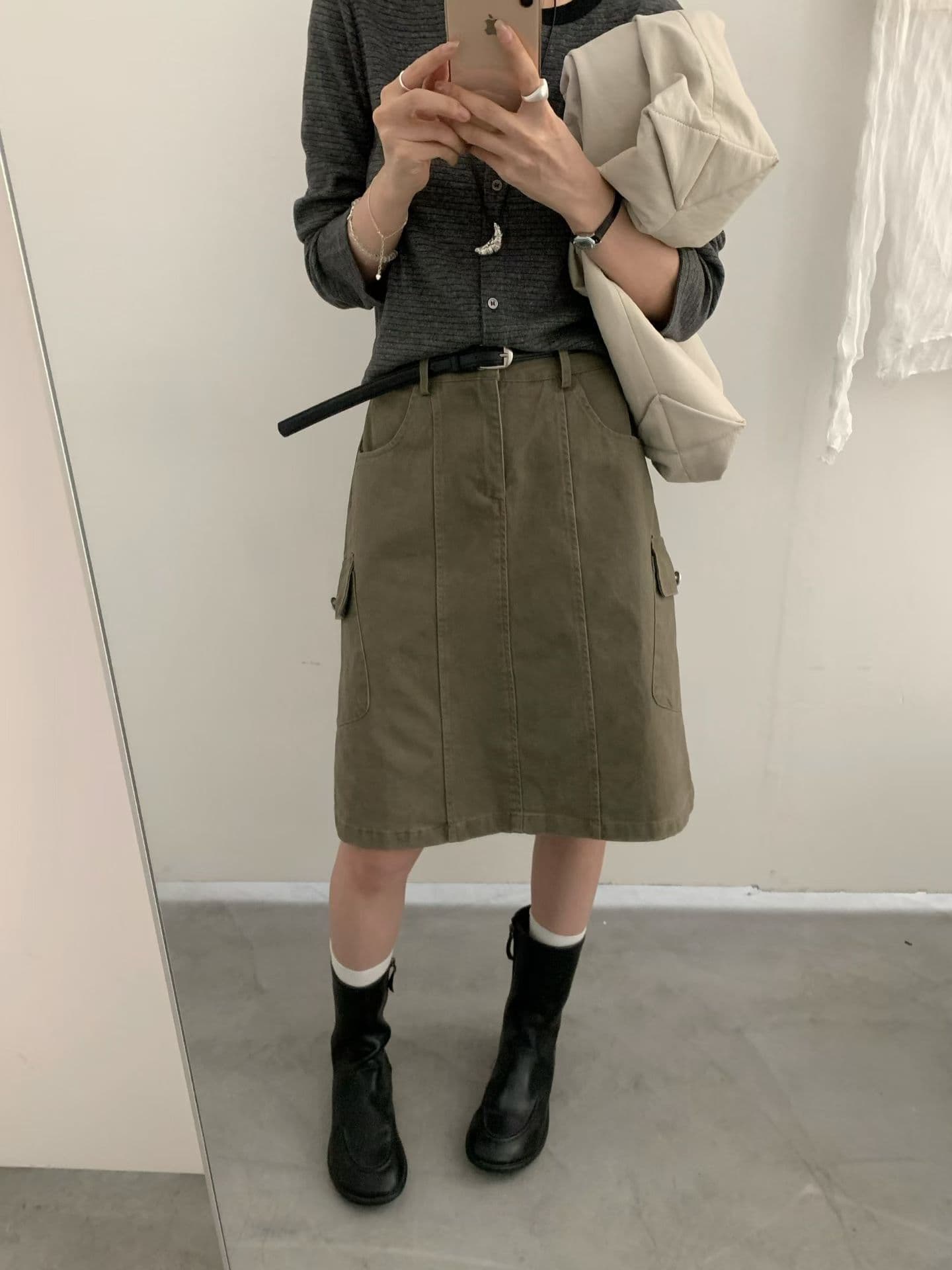 실사 가을 켜기 새로운 아메리칸 워크웨어 바람 주머니 반신 스커트 벨트 포함 없음 안전 바지 상세 이미지 10