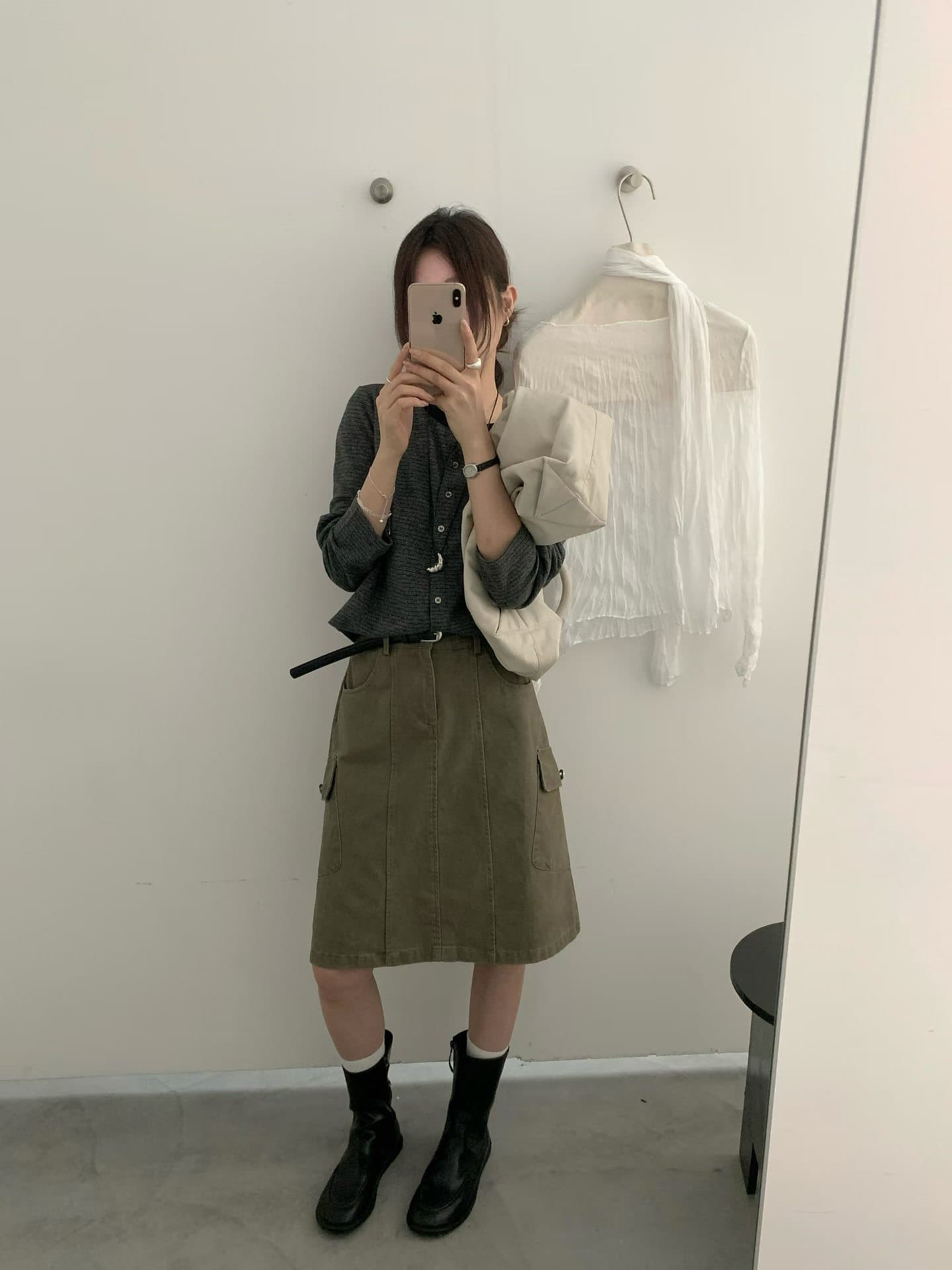 실사 가을 켜기 새로운 아메리칸 워크웨어 바람 주머니 반신 스커트 벨트 포함 없음 안전 바지 상세 이미지 14
