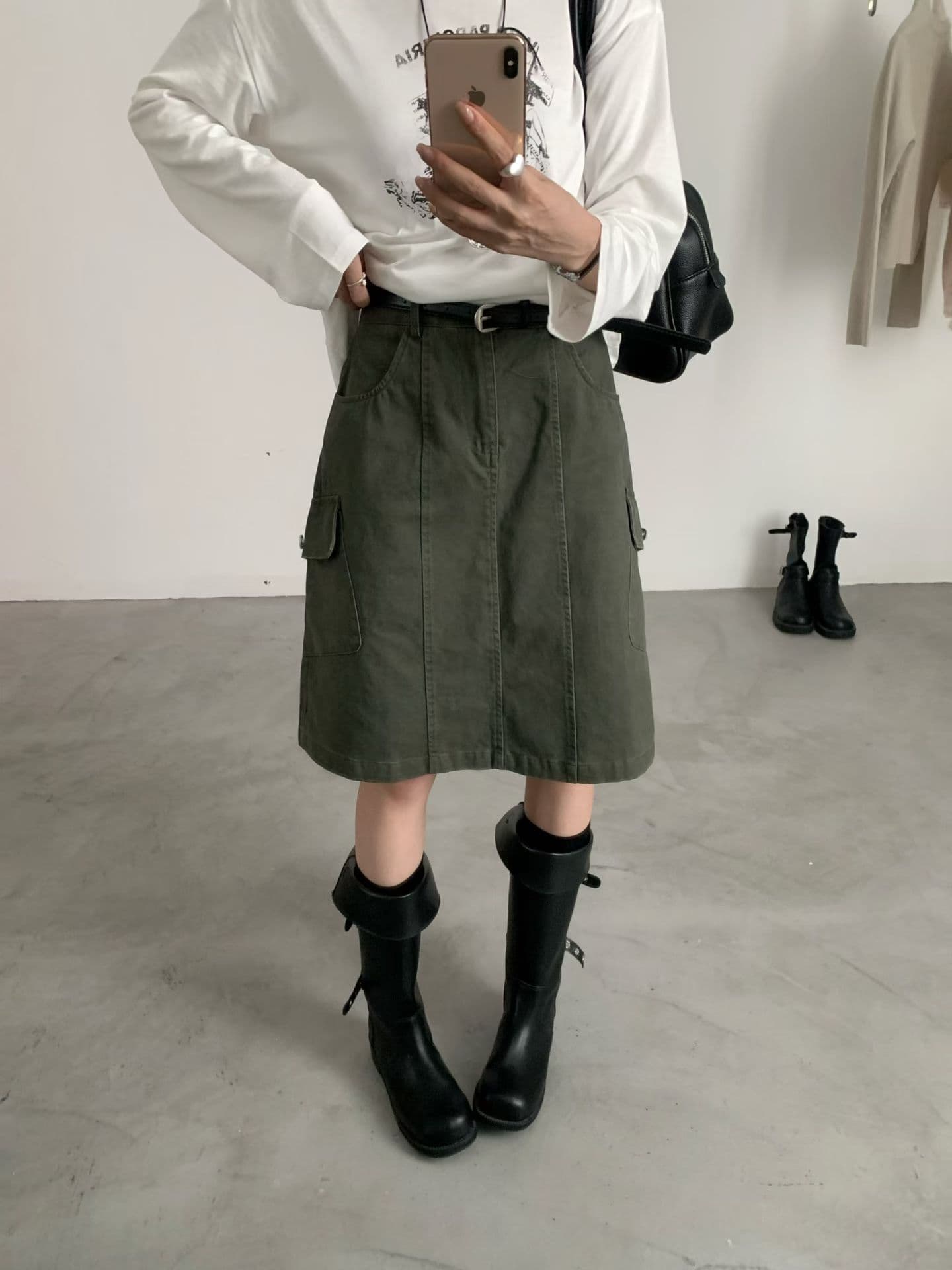 실사 가을 켜기 새로운 아메리칸 워크웨어 바람 주머니 반신 스커트 벨트 포함 없음 안전 바지 상세 이미지 15
