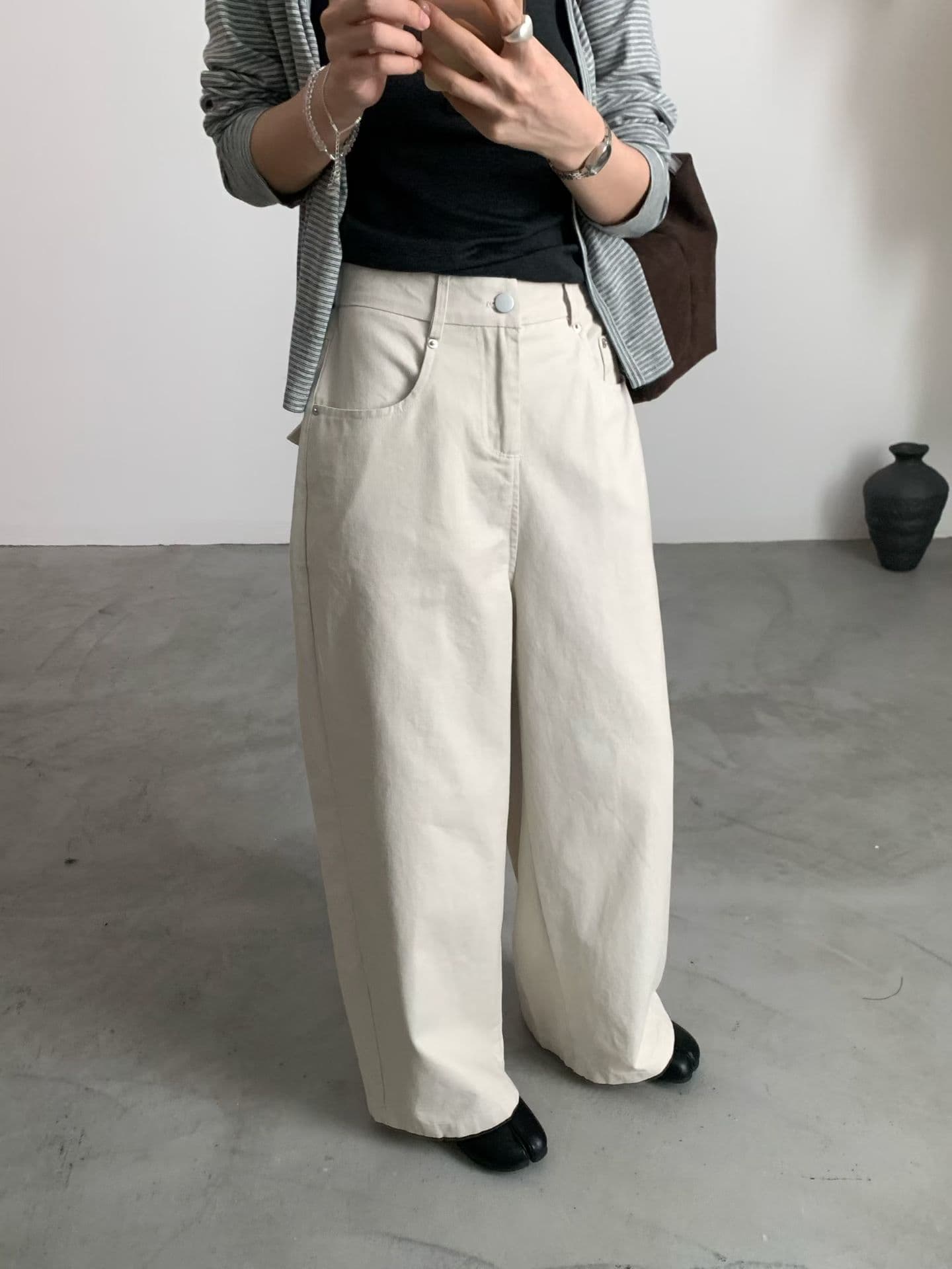 실사 26 가을 켜기 새로운 한 부서 레트로 워싱 루즈핏 단색 청바지 상세 이미지 11