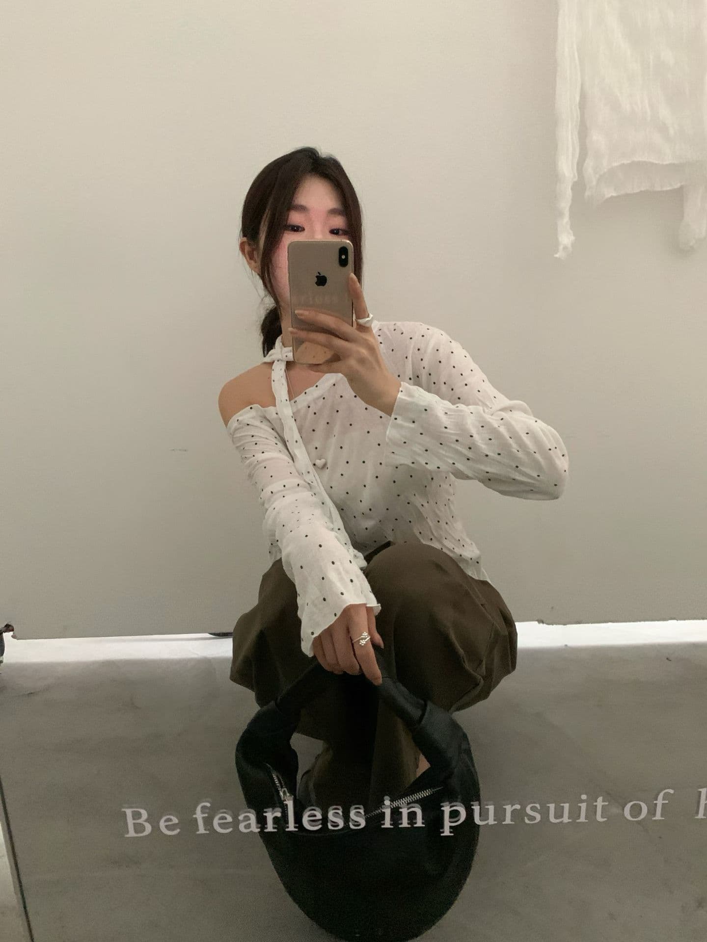 실사 26 가을 켜기 새로운 한 부서 도트 무늬 작은 셔츠 경기 스카프 상세 이미지 15