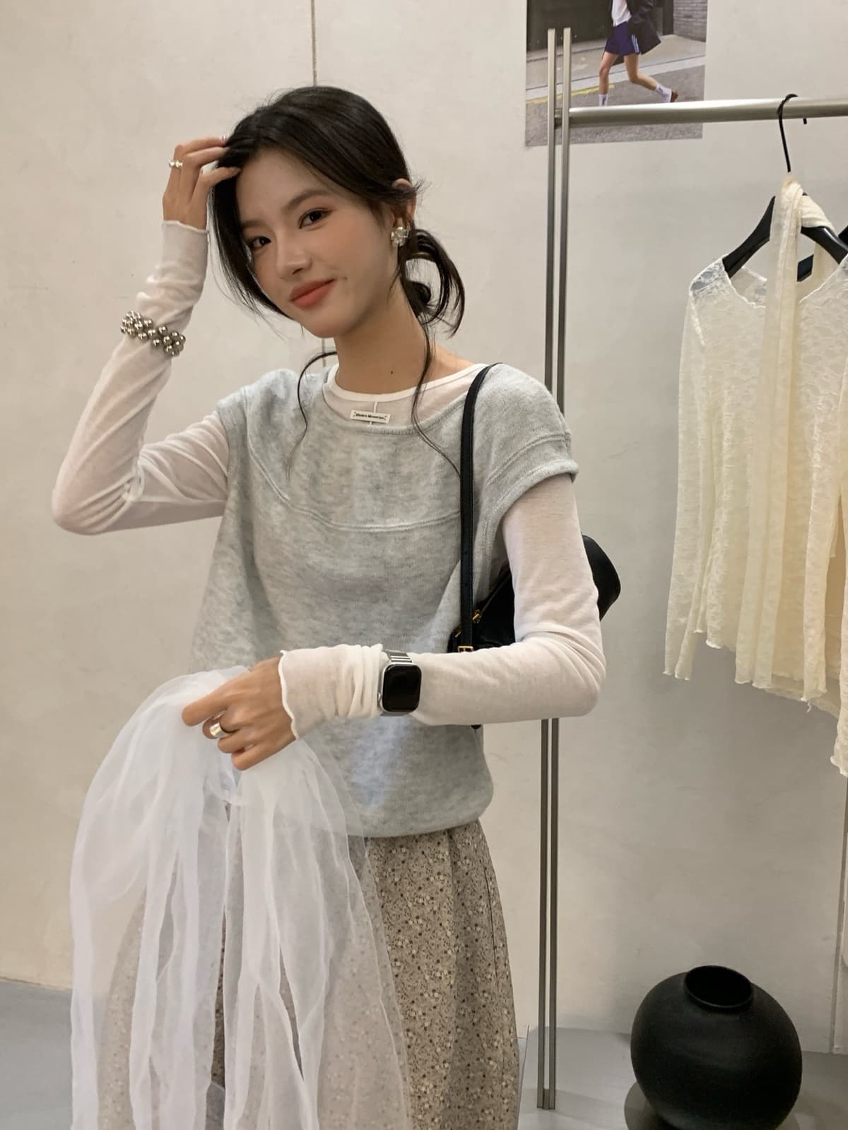 가을 켜기 새로운 한 부서 이른 가을 달콤한 스타일 스택 착용 싱글 착용 라운드 넥 부드러운 찹쌀 기타 색상 니트 스웨터 니트 스웨터 상세 이미지 3