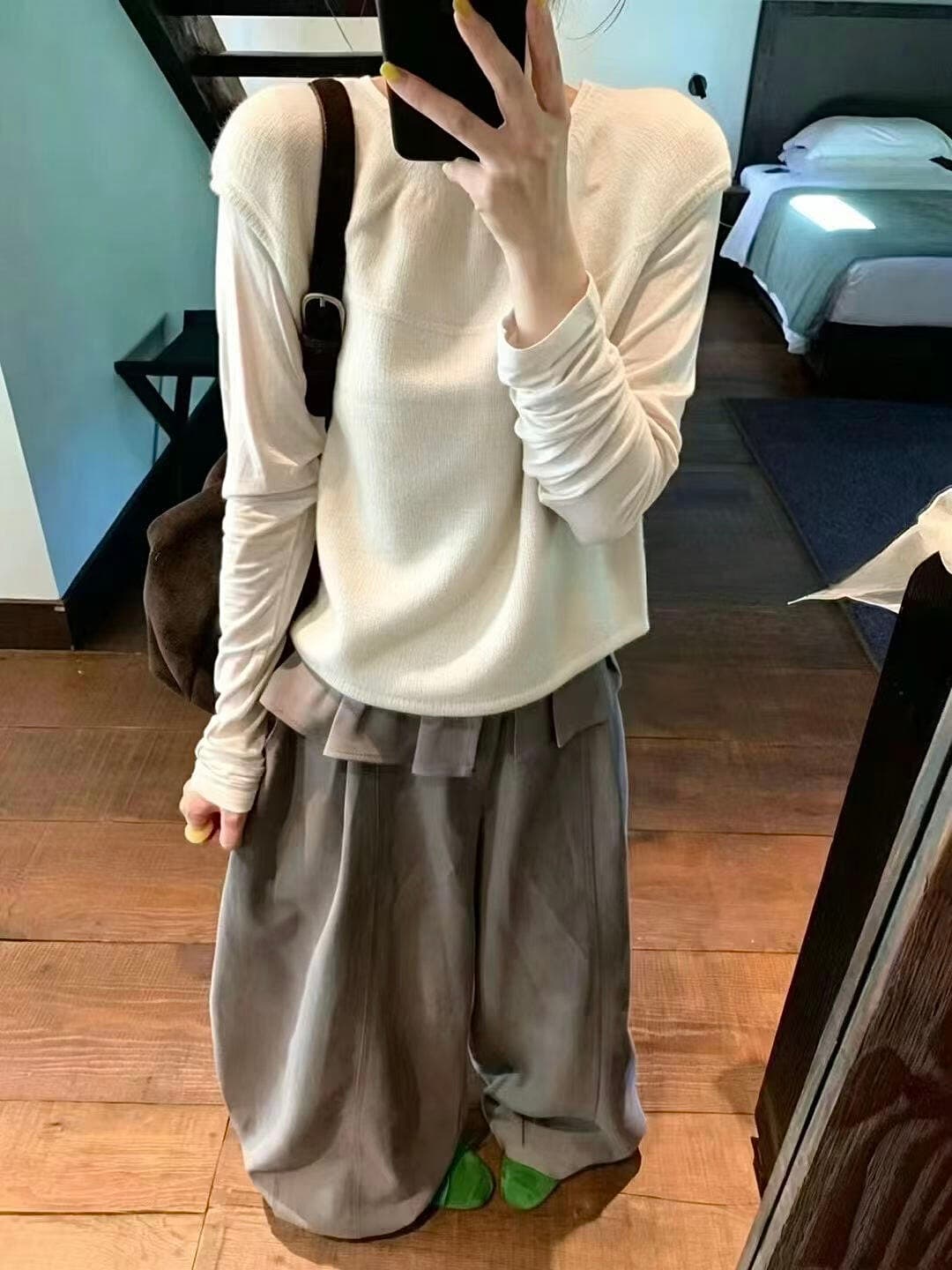가을 켜기 새로운 한 부서 이른 가을 달콤한 스타일 스택 착용 싱글 착용 라운드 넥 부드러운 찹쌀 기타 색상 니트 스웨터 니트 스웨터 상세 이미지 5