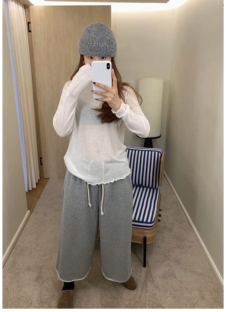 부드러운 한 부서 프릴 반하이넥 긴팔 니트 스웨터 여성 가을 몸매 가꾸기 슬림해 보이는 기본 셔츠 맨위 상세 이미지 18