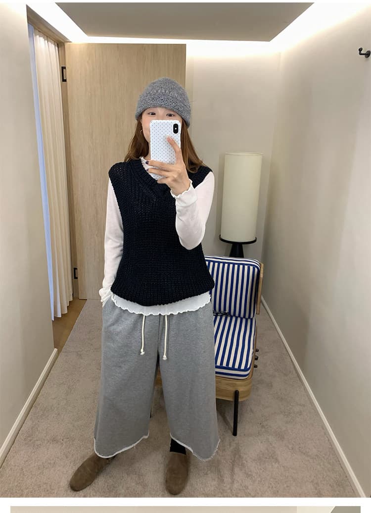 부드러운 한 부서 프릴 반하이넥 긴팔 니트 스웨터 여성 가을 몸매 가꾸기 슬림해 보이는 기본 셔츠 맨위 상세 이미지 21