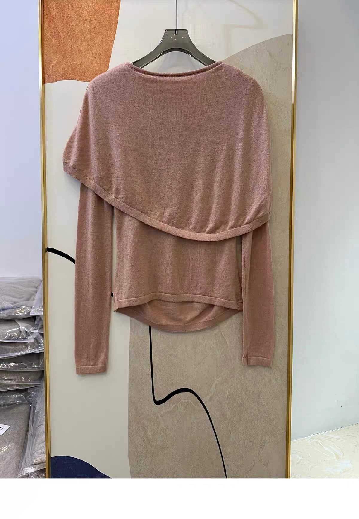 실사 이른 가을 한국 스타일 숄 망토 페이크 레이어드 패션 몸매 가꾸기 닫기 피팅 니트 스웨터 품격 다용도 슬림해 보이는 스웨터 상세 이미지 17