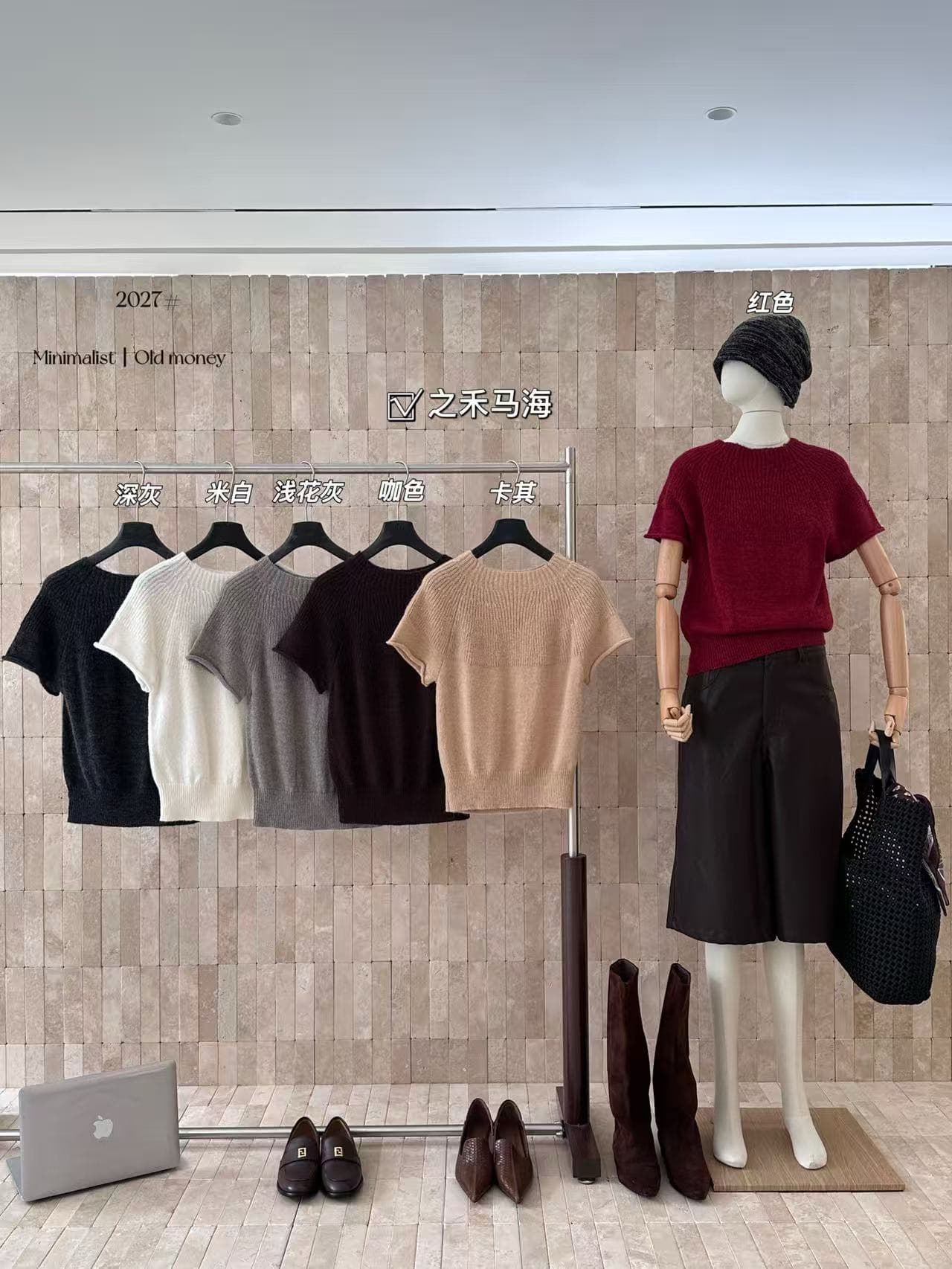 실사 이른 가을 켜기 새로운 미니멀리즘 라운드 넥 쇼트 스타일 만나는 맨위 니트 스웨터 벨트 품질 검사 보고서 상세 이미지 3