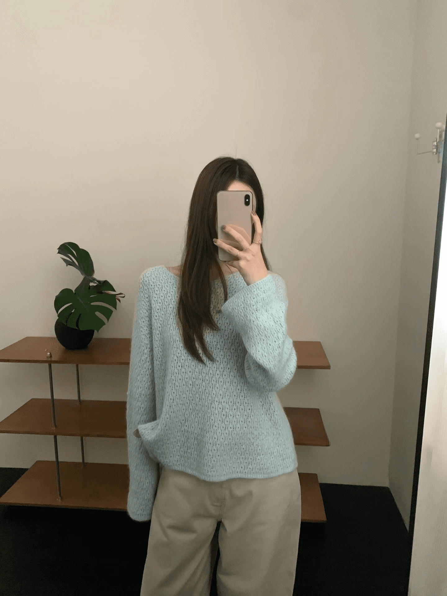 실사 가을 켜기 새로운 더러운 곰 플러시 홀로우 아웃 니트 스웨터 여성 라운드 넥 루즈핏 느긋한 바람 스웨터 품격 맨위 상세 이미지 17