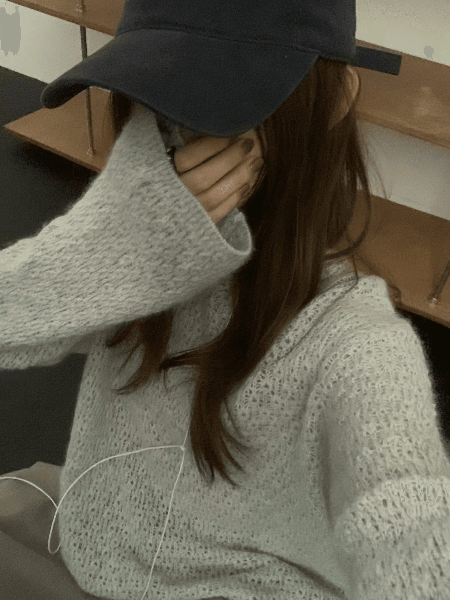 실사 가을 켜기 새로운 더러운 곰 플러시 홀로우 아웃 니트 스웨터 여성 라운드 넥 루즈핏 느긋한 바람 스웨터 품격 맨위 상세 이미지 22