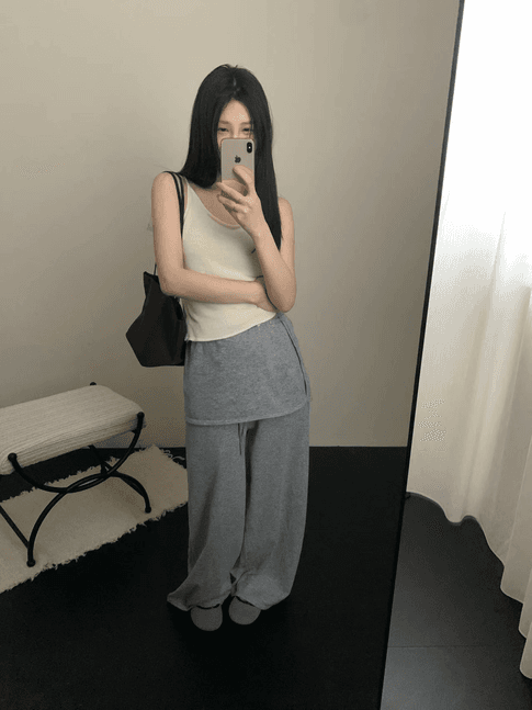 실사 가을 켜기 새로운 한 부서 스트레이트 펌프 로프 패션 캐주얼 바지 경기 방귀 커튼 이미지 2