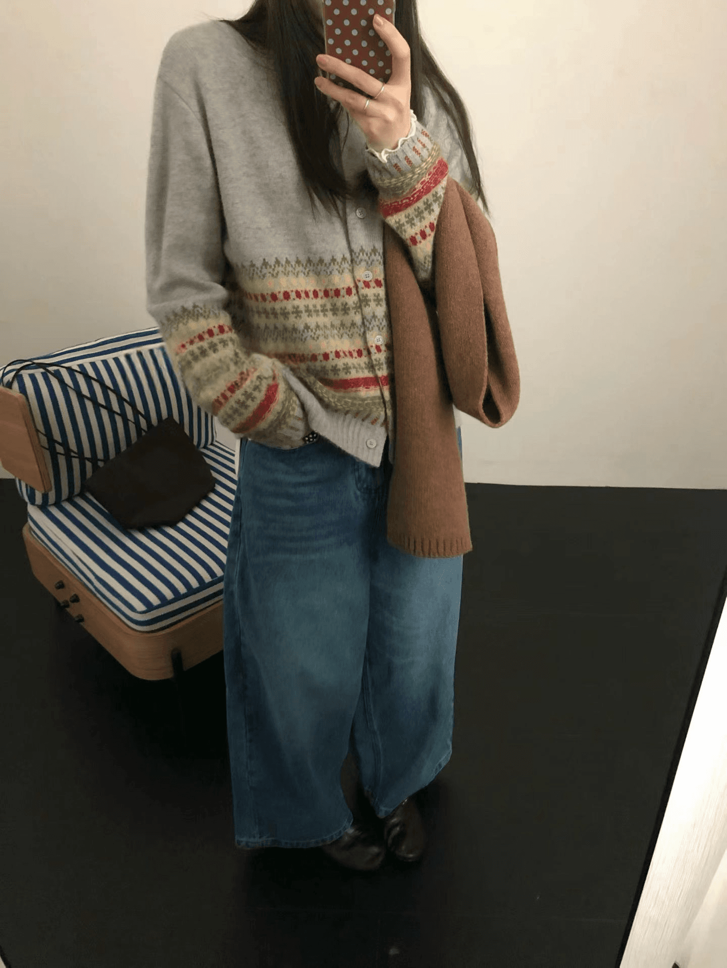실사 가을 켜기 새로운 민족 스타일 루즈핏 니트 스웨터 여자 한 부서 느긋한 바람 슬림해 보이는 맨위 이미지 4