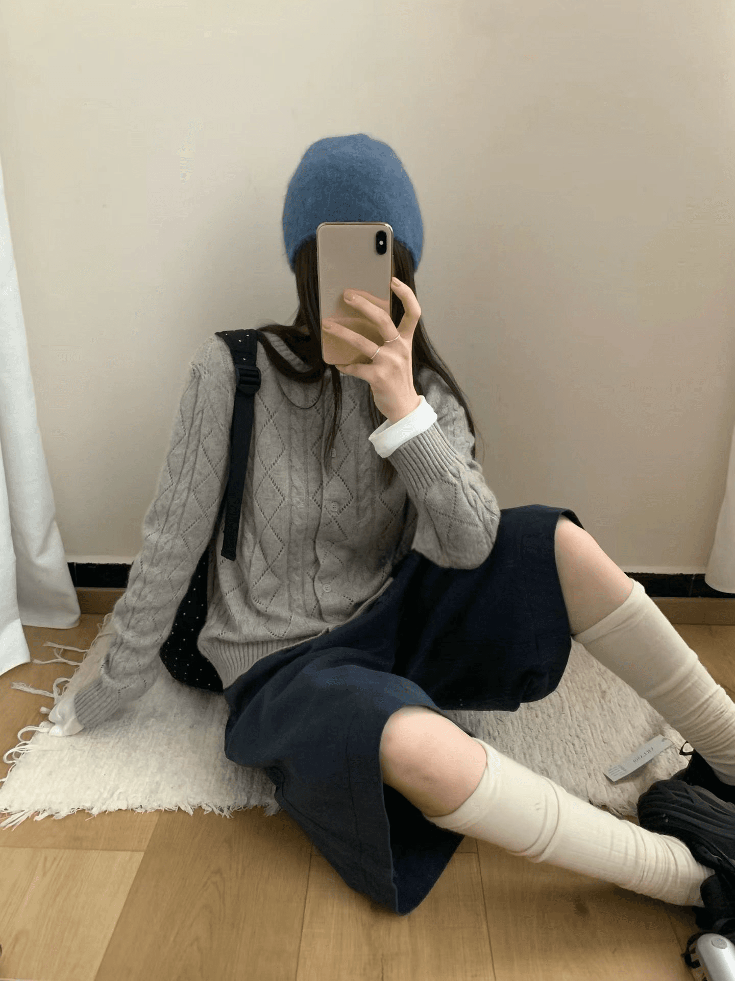 실사 가을 켜기 새로운 미니멀리즘 캐주얼 홀로우 아웃 꽈배기 라운드 넥 루즈핏 슬림해 보이는 다용도 니트 카디건 코트 상세 이미지 12