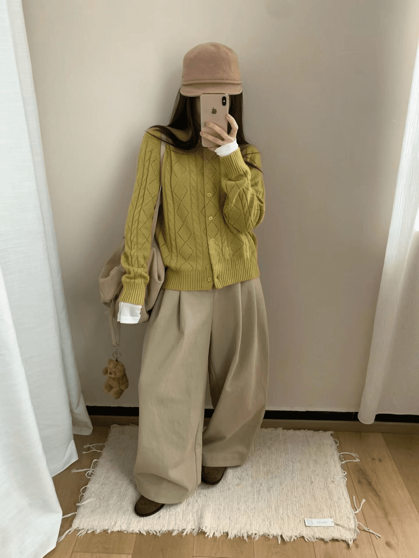 실사 가을 켜기 새로운 미니멀리즘 캐주얼 홀로우 아웃 꽈배기 라운드 넥 루즈핏 슬림해 보이는 다용도 니트 카디건 코트 상세 이미지 16