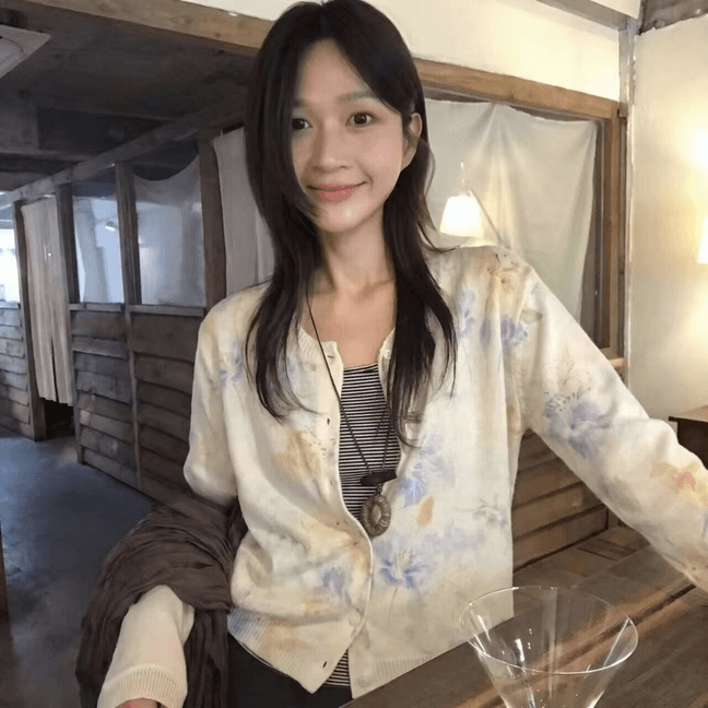 26 가을 켜기 새로운 한 부서 프랑스식 낭만주의 꽃 프린트 스웨터 맨위 스웨터 이미지 3