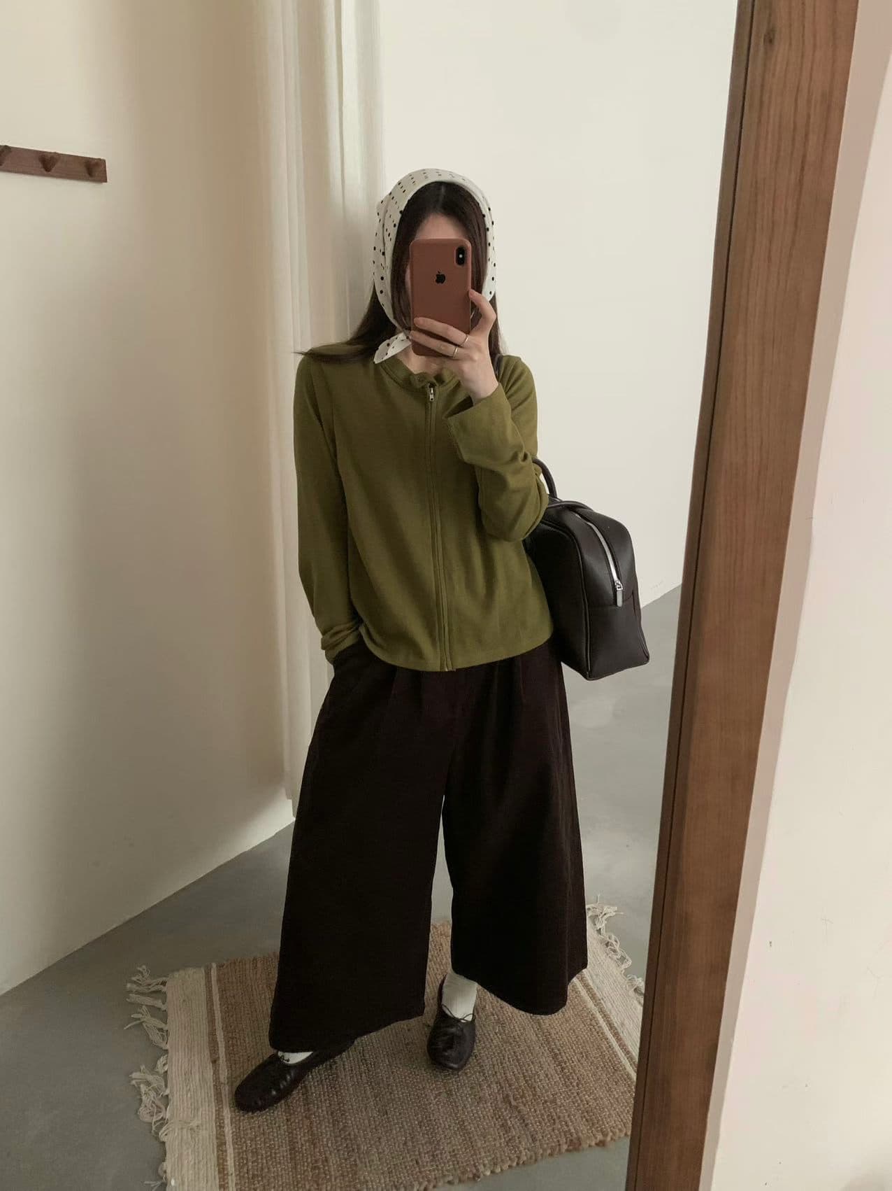 실사 26 가을 켜기 새로운 한 부서 미니멀리즘 레트로 아메리칸 넓은 다리 7부 바지 여성 하이웨이스트 슬림해 보이는 코듀로이 바지 상세 이미지 6