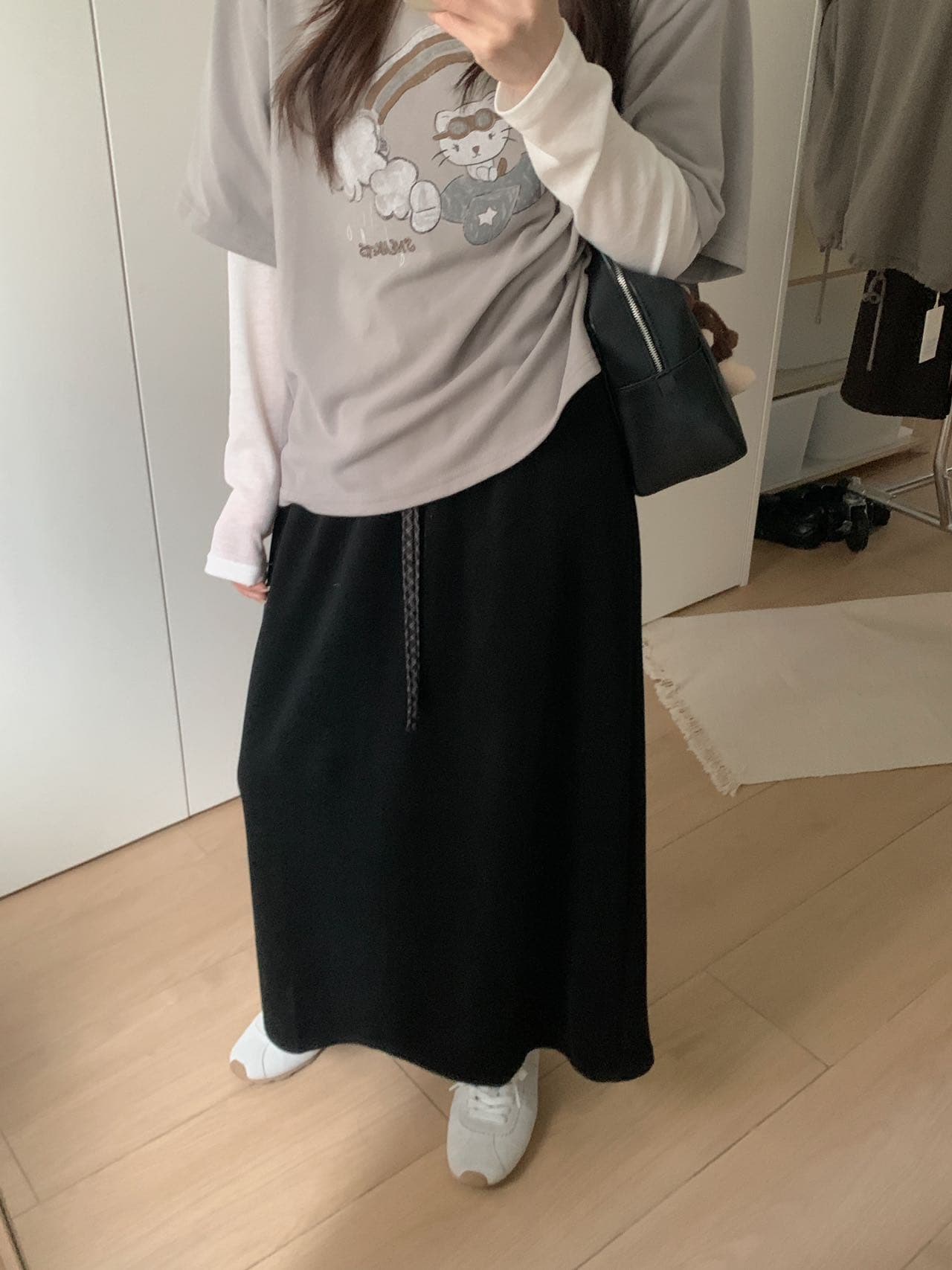 실사 26 가을 켜기 새로운 한 부서 미니멀리즘 펌프 로프 허리밴드 슬림해 보이는 다용도 스트레이트 반신 스커트 상세 이미지 7