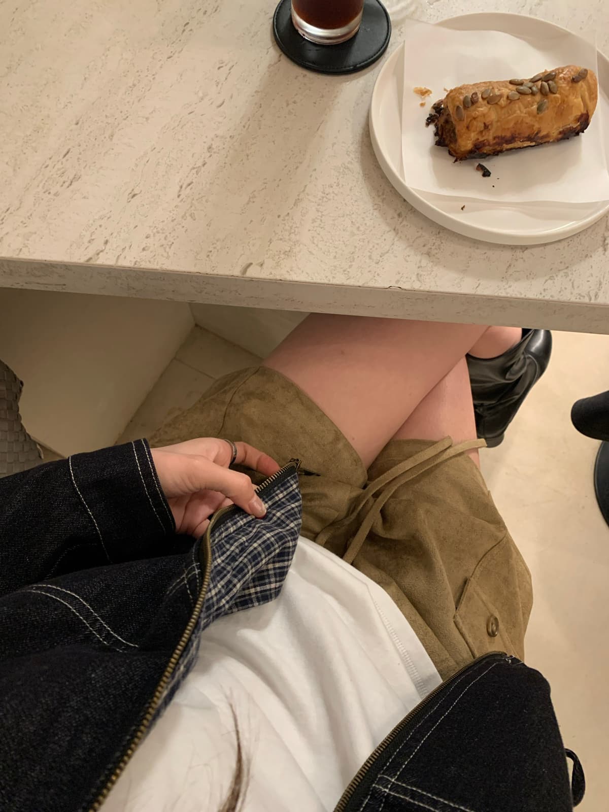 가을 켜기 새로운 레트로 명시적 스티치 폴로 칼라 데님 재킷 한 부서 캐주얼 와 성별 느긋한 배색 선 흔적 데님 재킷 상세 이미지 13