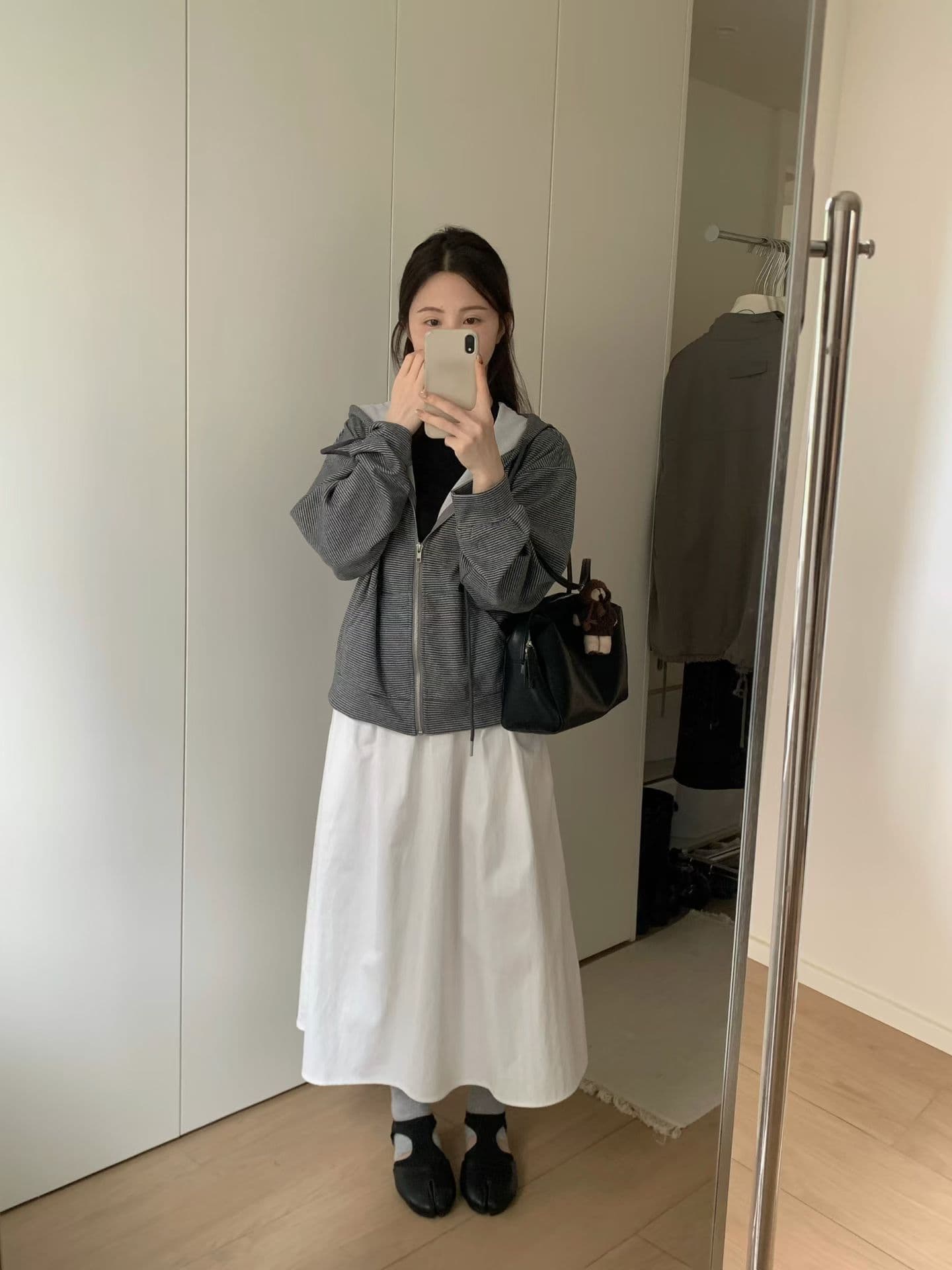 실사 26 가을 켜기 새로운 게으른 느슨함 센스 한 부서 스트라이프 후드 지퍼 니트 오픈 가디건 상세 이미지 4