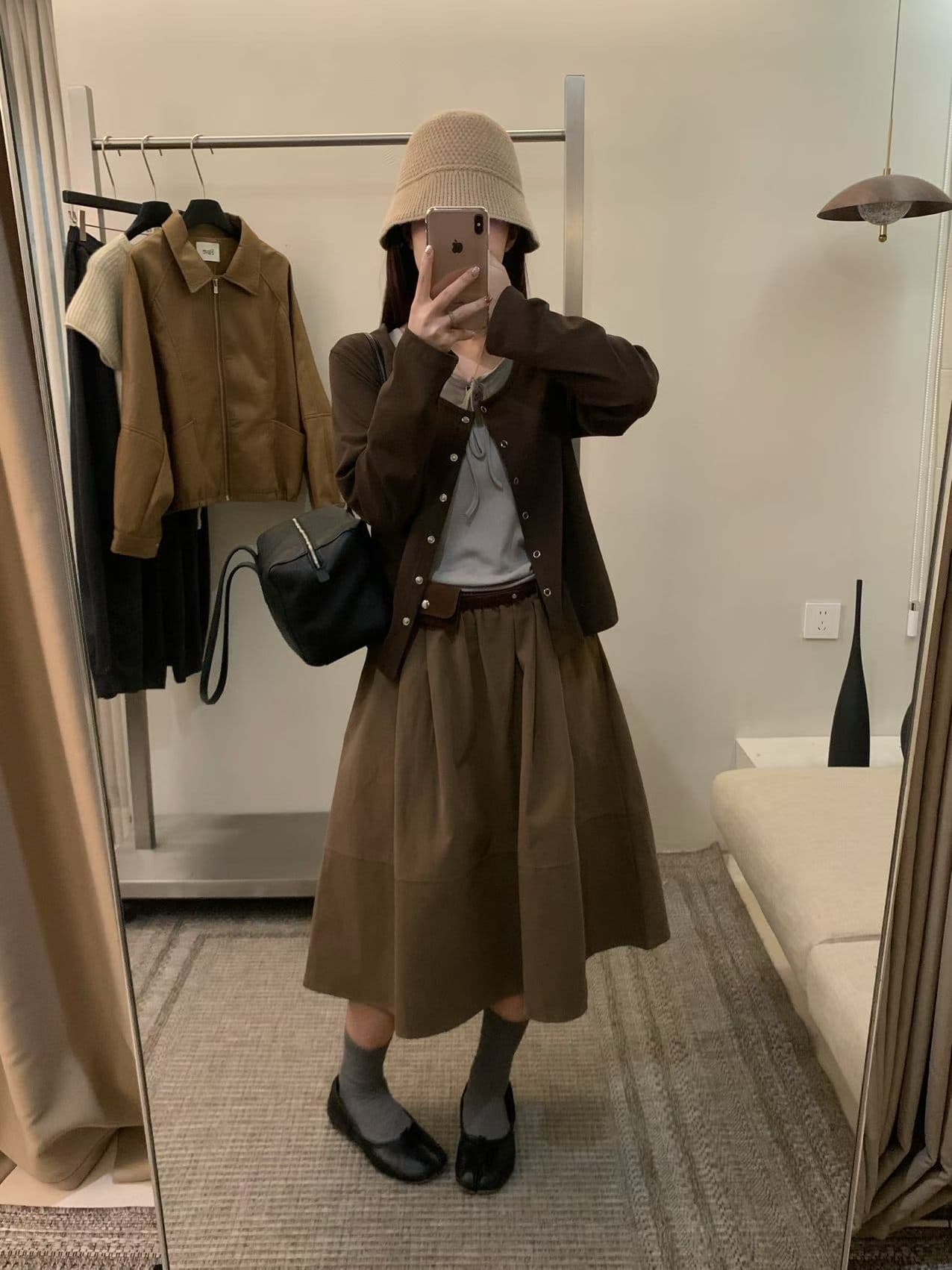 실사 26 가을 켜기 새로운 매장 주요 추진력 폭발 레트로 워크웨어 바람 A라인 스커트 다용도 반신 스커트 경기 힙색 상세 이미지 20