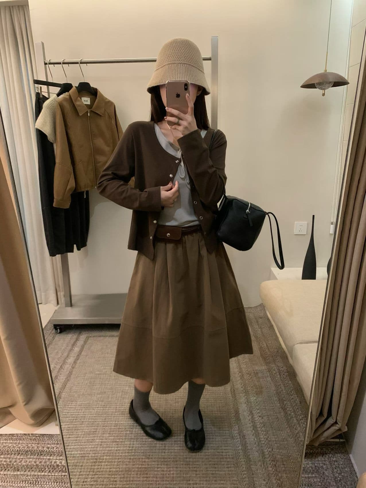 실사 26 가을 켜기 새로운 매장 주요 추진력 폭발 레트로 워크웨어 바람 A라인 스커트 다용도 반신 스커트 경기 힙색 상세 이미지 21