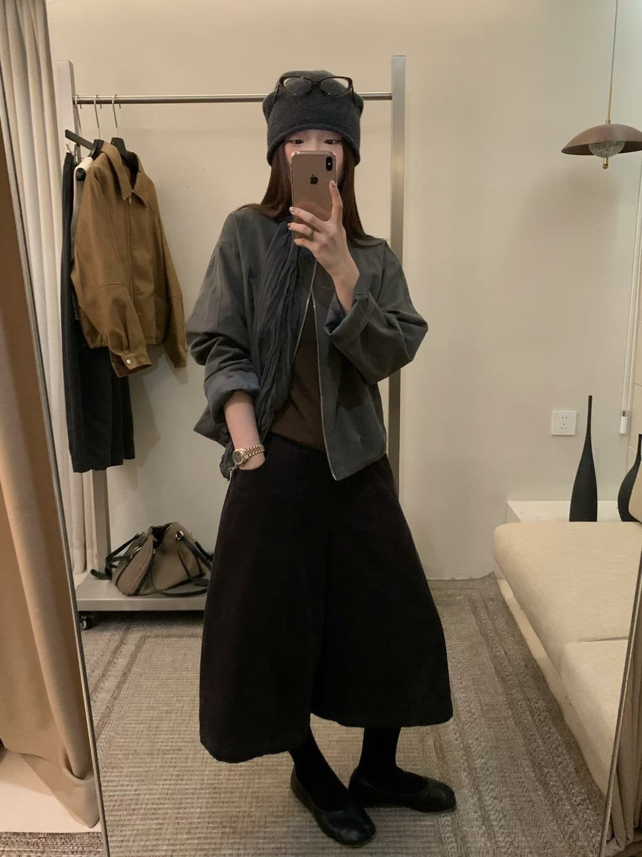 실사 26 가을 켜기 새로운 미니멀리즘 캐주얼 라운드 넥 지퍼 루즈핏 짧은 외투 가치가 없다. 스카프 상세 이미지 7
