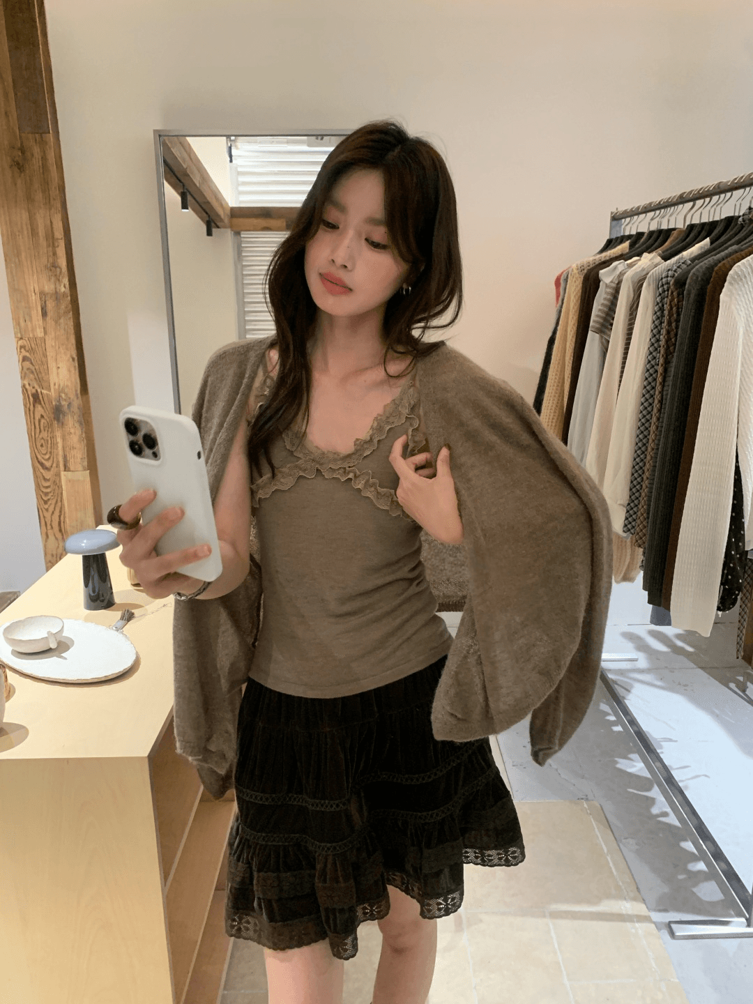 가을 켜기 새로운 슈퍼 있음 분위기 센스 느긋한 부서 스택 착용 다용도 느긋한 센스 비스듬한 삽입 단추 디자인 니트 오픈 가디건 상세 이미지 10