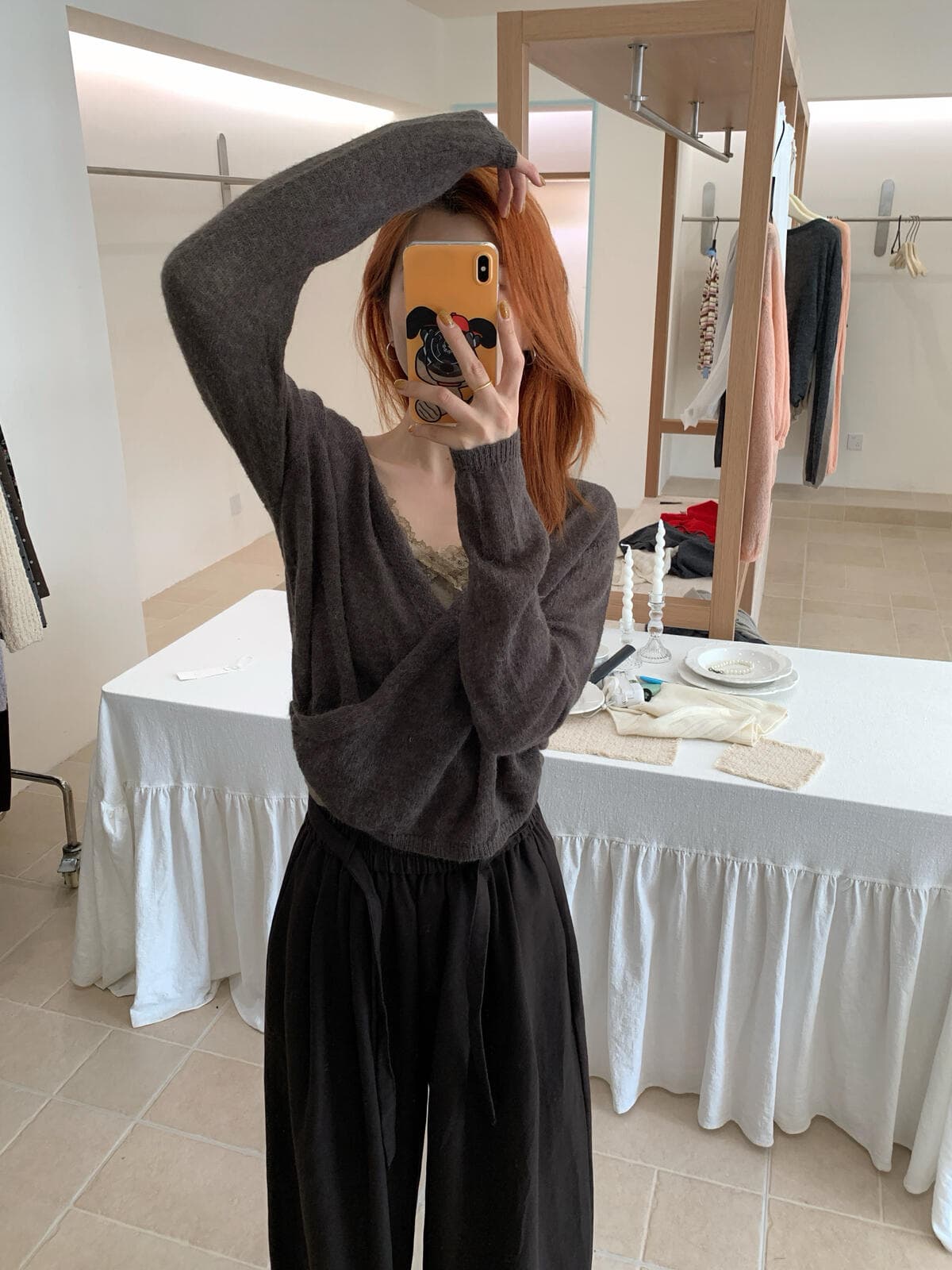 가을 켜기 새로운 슈퍼 있음 분위기 센스 느긋한 부서 스택 착용 다용도 느긋한 센스 비스듬한 삽입 단추 디자인 니트 오픈 가디건 상세 이미지 24