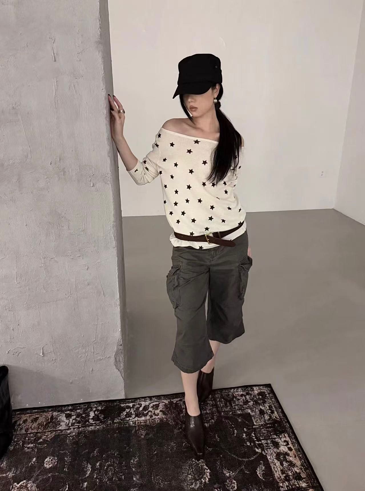 26 년 가을 켜기 새로운 한 부서 다용도 프린트 별 니트 스웨터 벨트 포함 상세 이미지 5