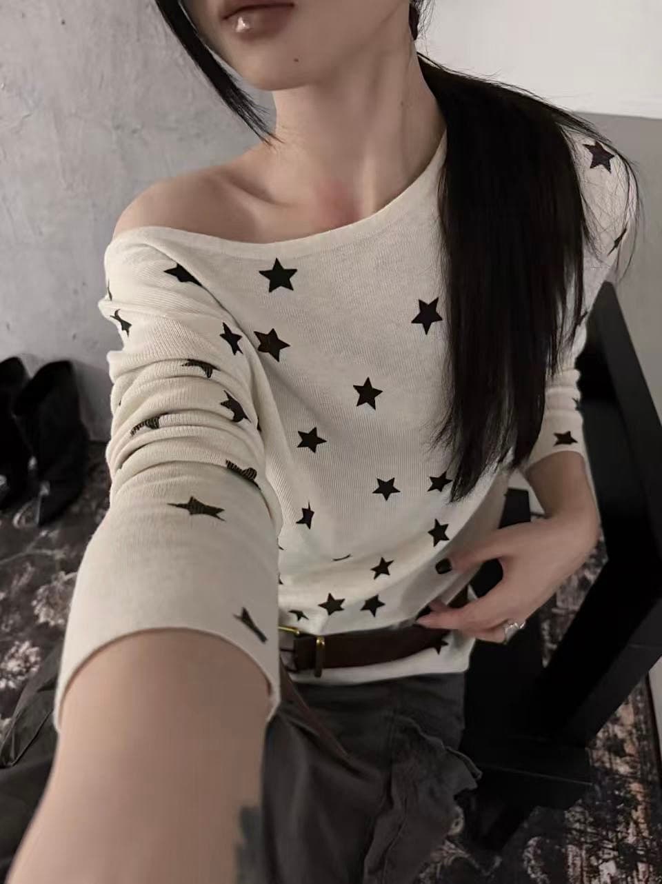 26 년 가을 켜기 새로운 한 부서 다용도 프린트 별 니트 스웨터 벨트 포함 상세 이미지 7