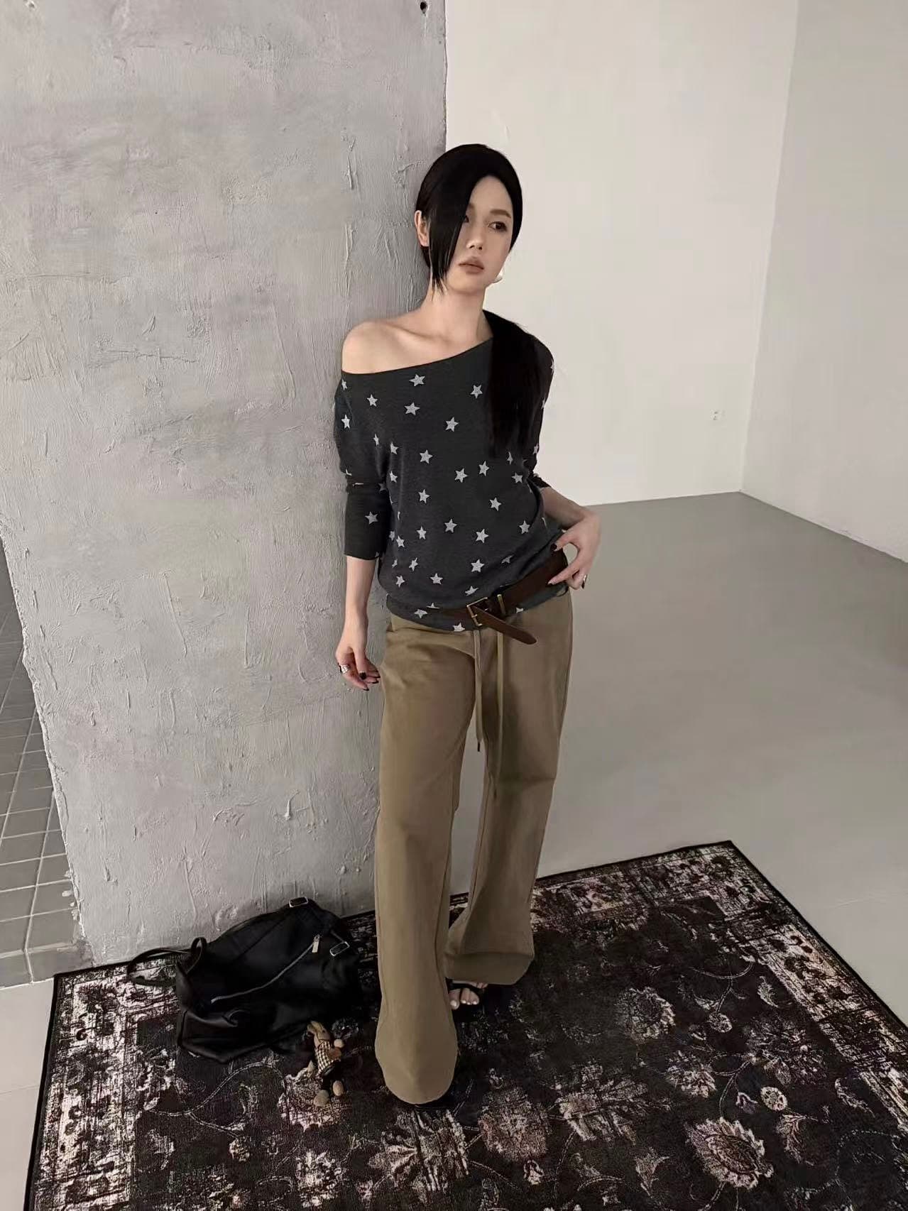26 년 가을 켜기 새로운 한 부서 다용도 프린트 별 니트 스웨터 벨트 포함 상세 이미지 17