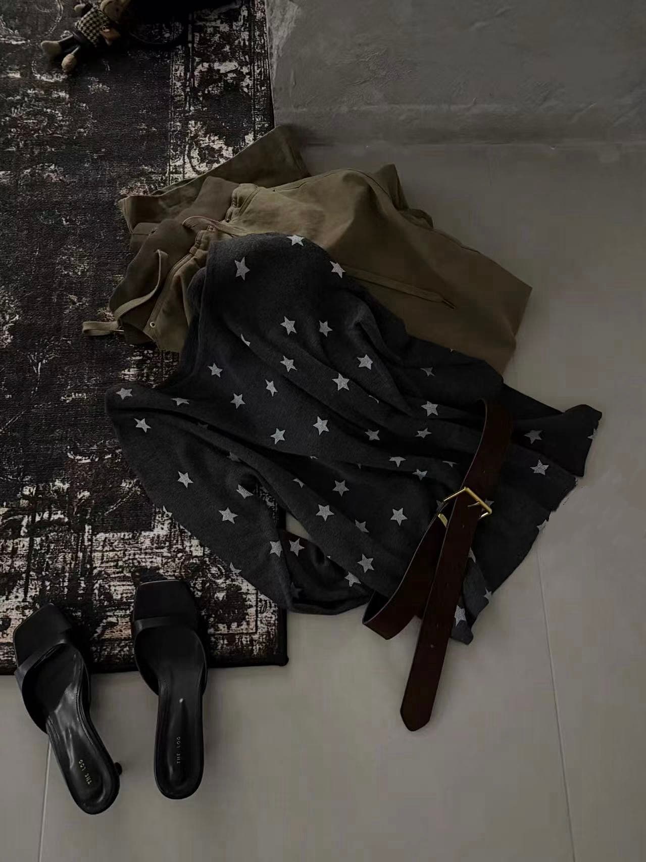 26 년 가을 켜기 새로운 한 부서 다용도 프린트 별 니트 스웨터 벨트 포함 상세 이미지 18