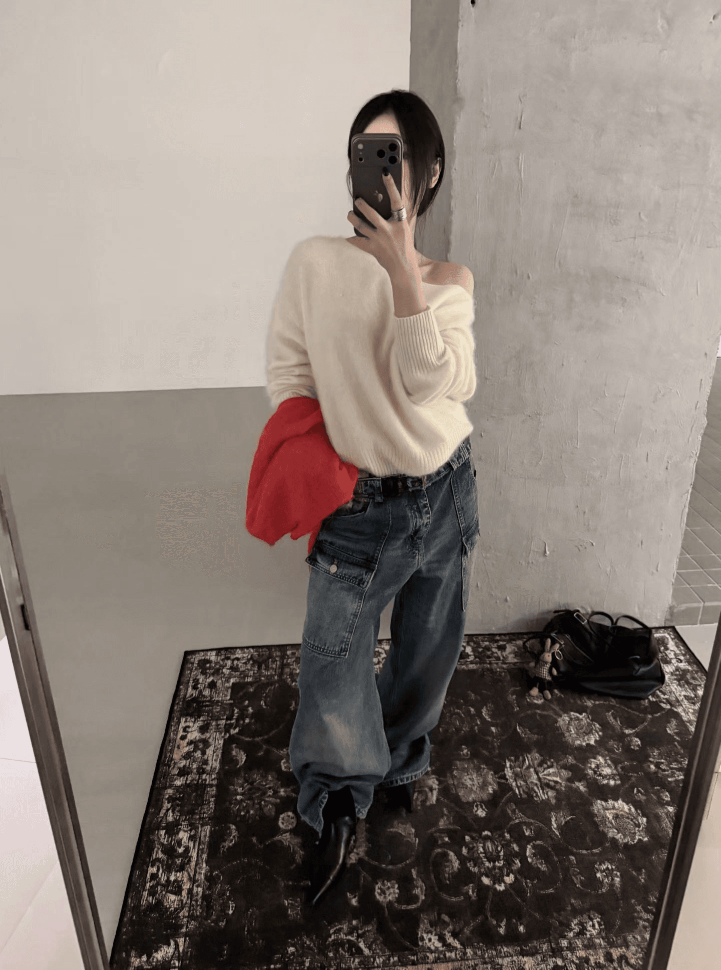 26 가을 켜기 새로운 한 부서 부드러운 오프숄더 루즈핏 단색 긴팔 당겨서 털 보온 스웨터 상세 이미지 16
