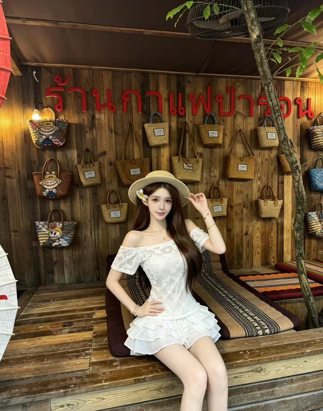 아름다운 핫걸 홀로우 아웃 레이스 오프숄더 맨위 아름다움 뒤로 케이크 드레스 3종 세트 상세 이미지 1