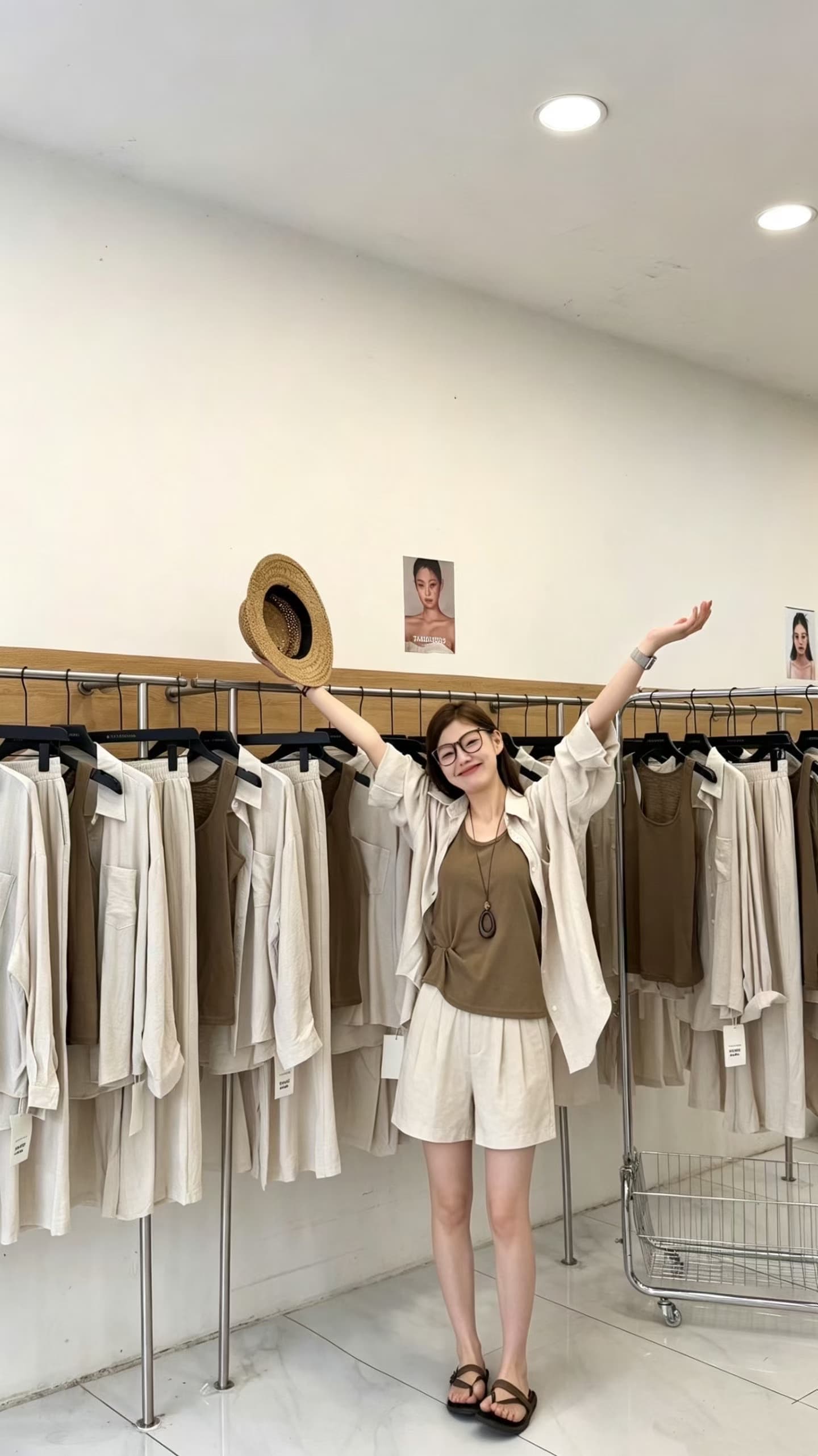 캐주얼 작은 대중 세트 POLO 칼라 반팔 여성 셔츠 캐미솔 여름 와이드 레그 팬츠 한 부서 착용 가져 가라. 3종 세트 이미지 2