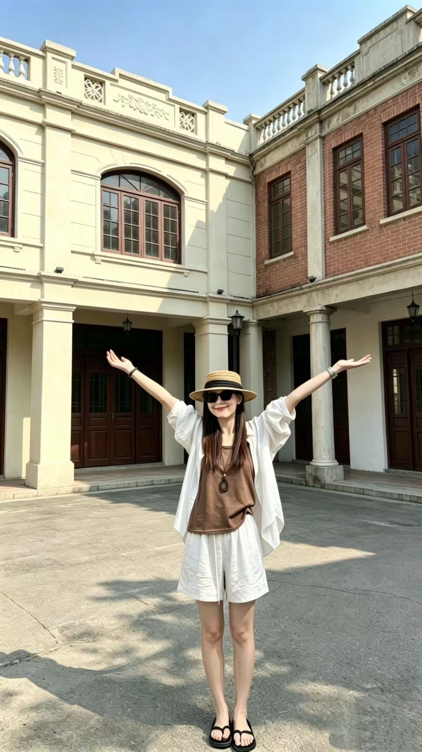 캐주얼 작은 대중 세트 POLO 칼라 반팔 여성 셔츠 캐미솔 여름 와이드 레그 팬츠 한 부서 착용 가져 가라. 3종 세트 상세 이미지 1