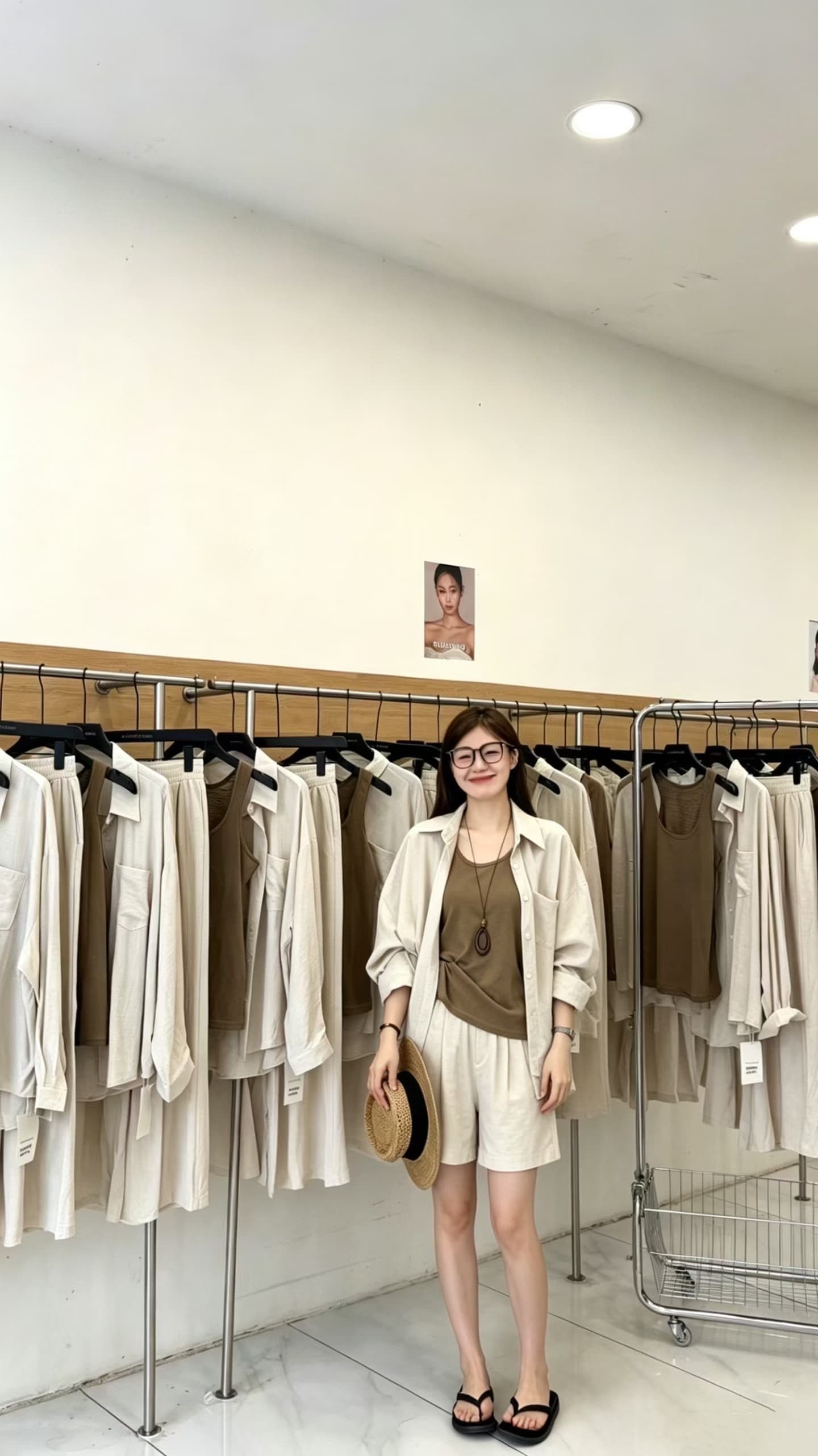 캐주얼 작은 대중 세트 POLO 칼라 반팔 여성 셔츠 캐미솔 여름 와이드 레그 팬츠 한 부서 착용 가져 가라. 3종 세트 상세 이미지 2