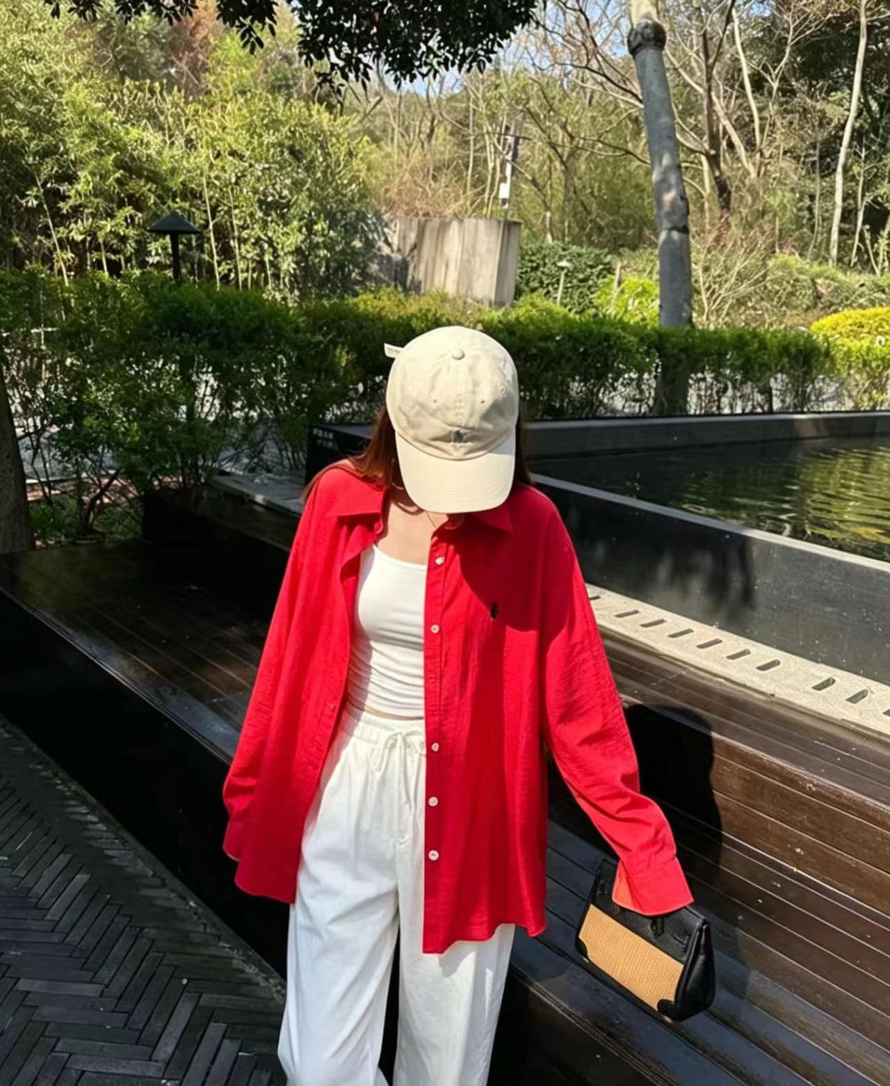 새로운 패션 느긋한 바람 일상 휴가 조끼 셔츠 자외선 차단 의류 허리밴드 캐주얼 바지 3종 세트 상세 이미지 2