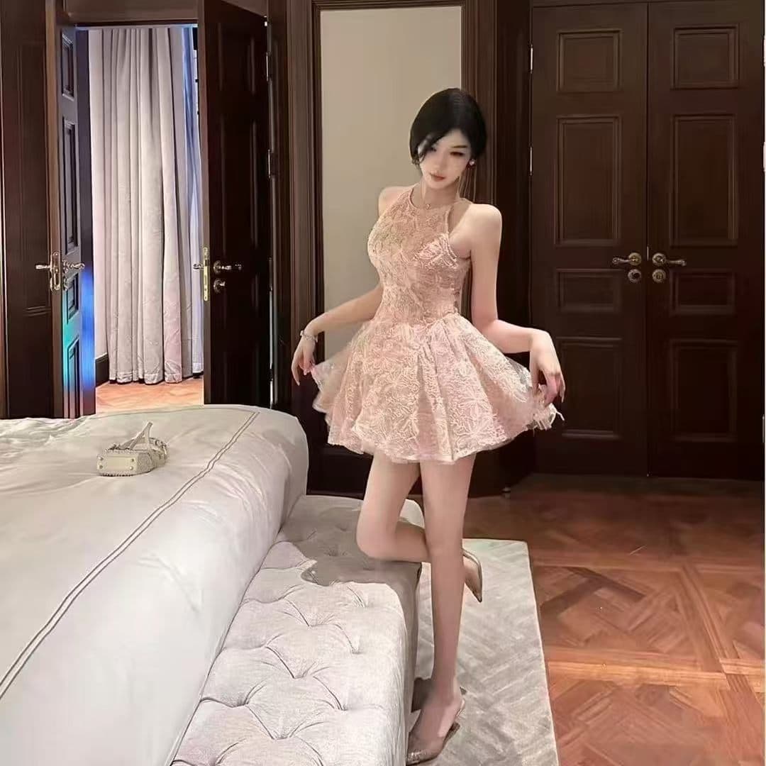 자수 꽃 민소매 조끼 여성 드레스 2026 여름 새로운 디자인 센스 부드러운 허리 수축 슬립 예복 치마 이미지 3