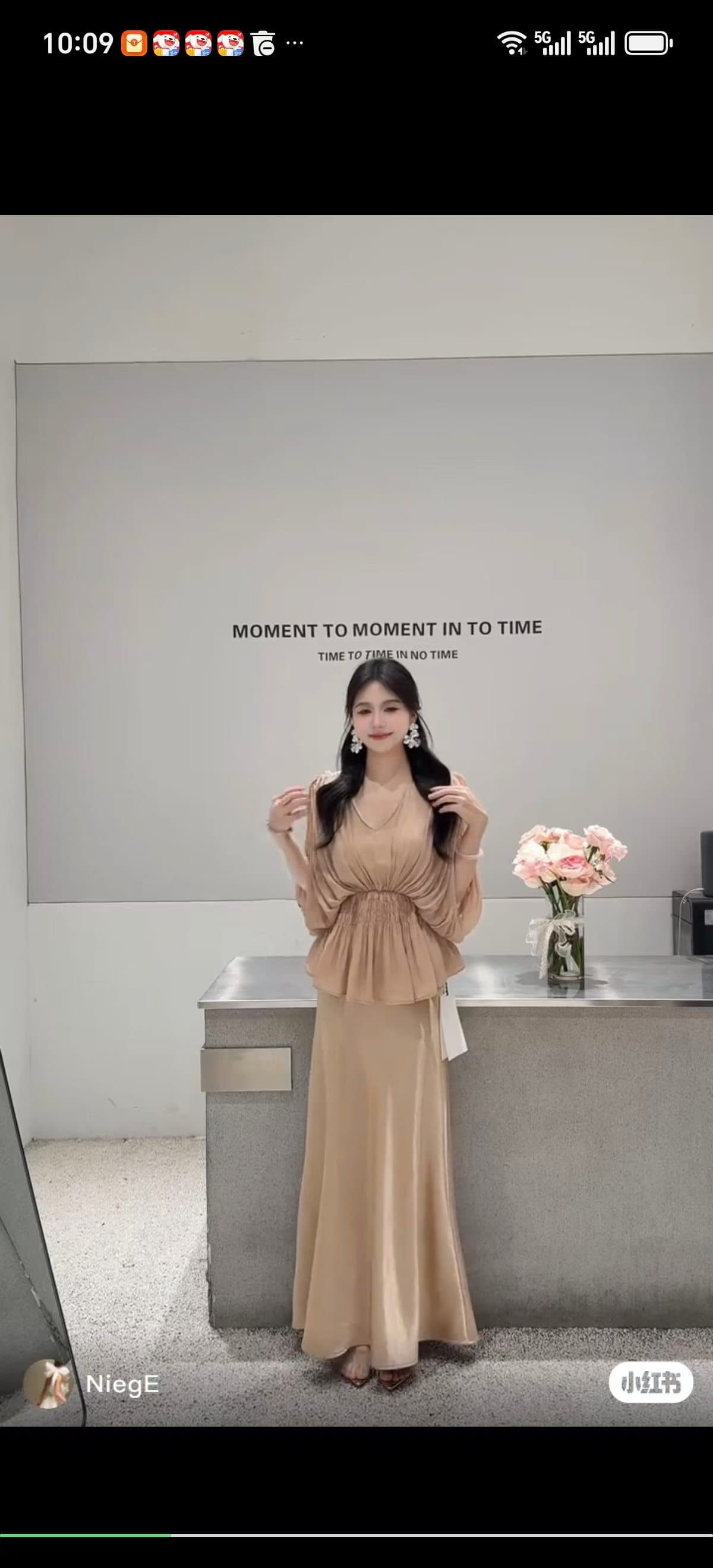 부드러운 바람 주름 스트랩 쉬폰 블라우스 디자인 센스 V넥 순수한 욕망 맨위 반신 스커트 투피스 세트 상세 이미지 2