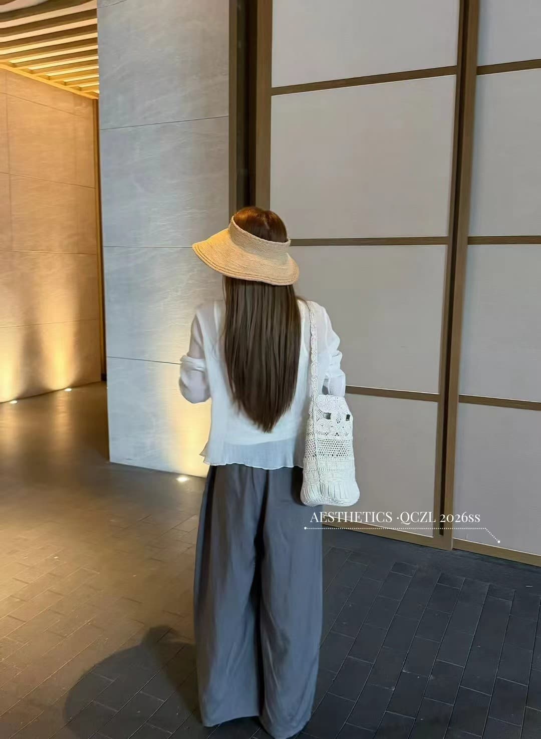 한 부서 느긋한 자외선 차단 다용도 오픈 가디건 슬립 캐주얼 루즈핏 와이드 레그 팬츠 세 조각 세트 여성 여름 새로운 상세 이미지 5