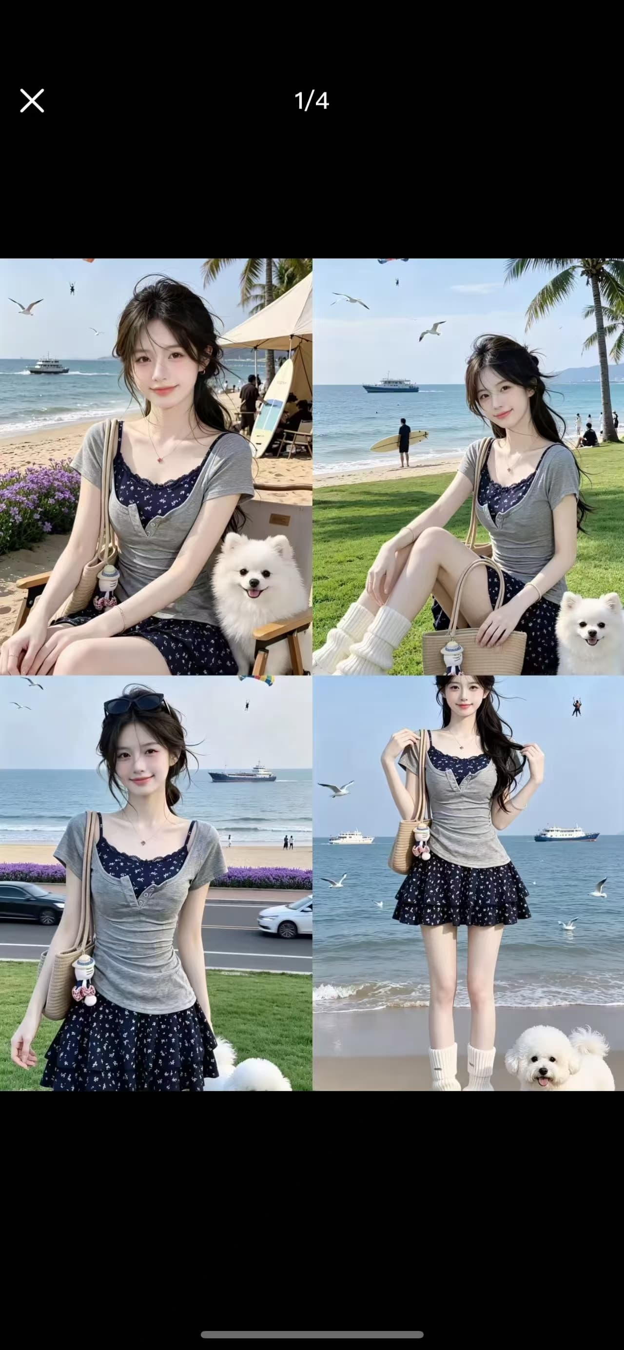 순수한 욕망 꽃무늬 슬립 케이크 드레스 여름 스택 착용 단색 반팔 t 투피스 세트 이미지 3