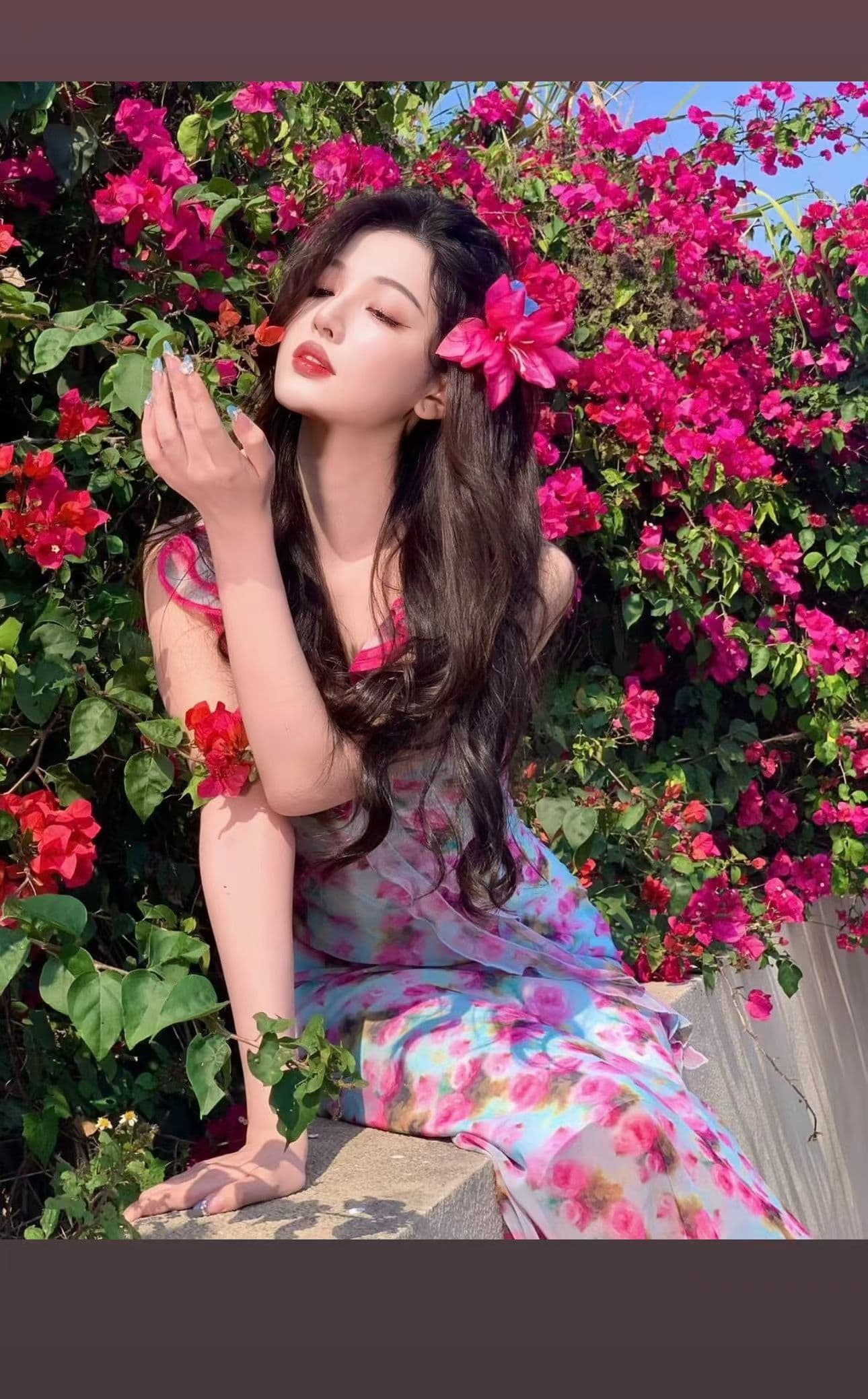 장미 섬 이중층 레이스 V넥 꽃무늬 드레스 아이들 2026 여름 새로운 프랑스식 해변가 휴가 롱 스커트 상세 이미지 3